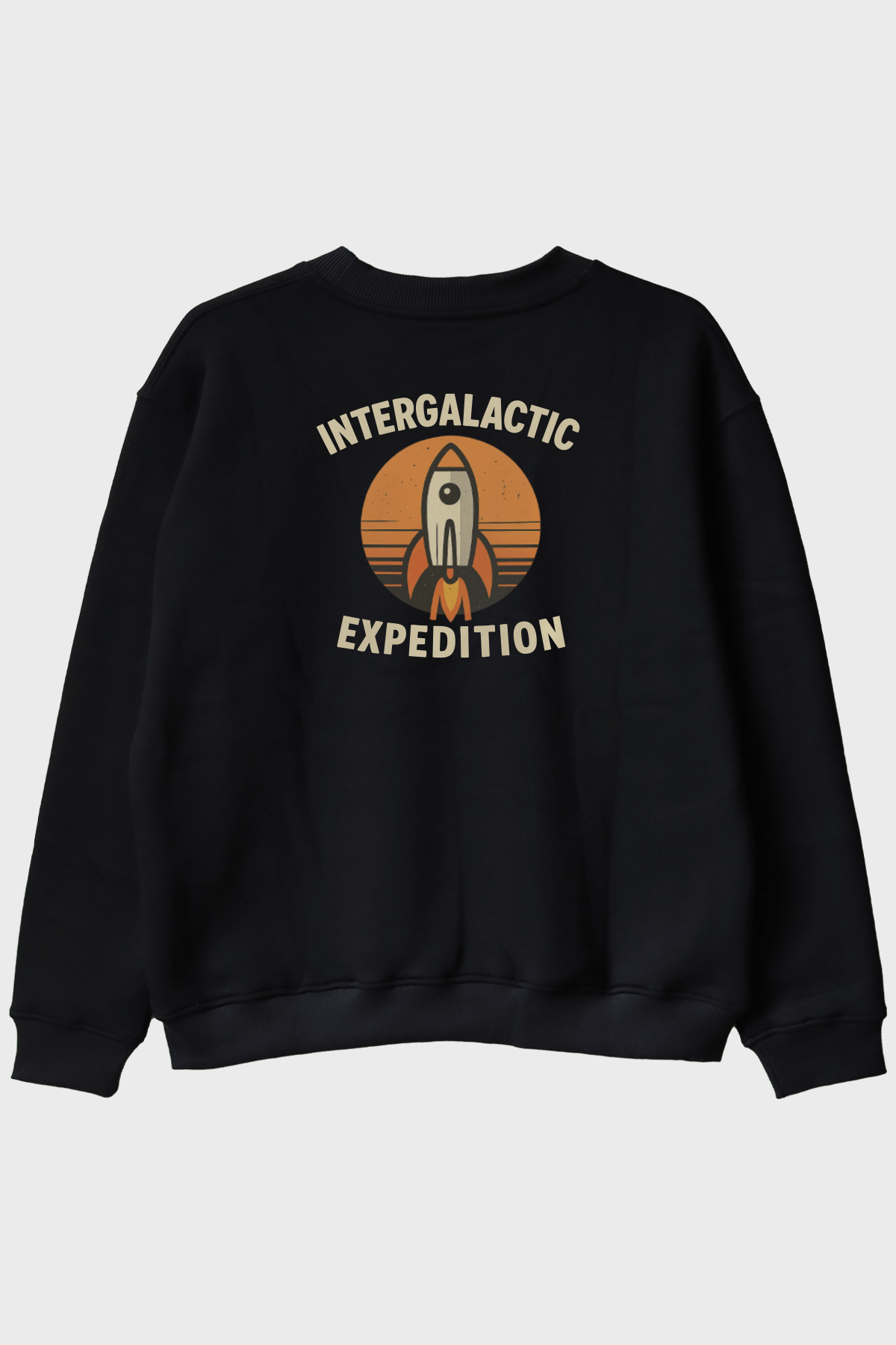 Intergalactic Expedition Siyah Bisiklet Yaka Sweatshirt