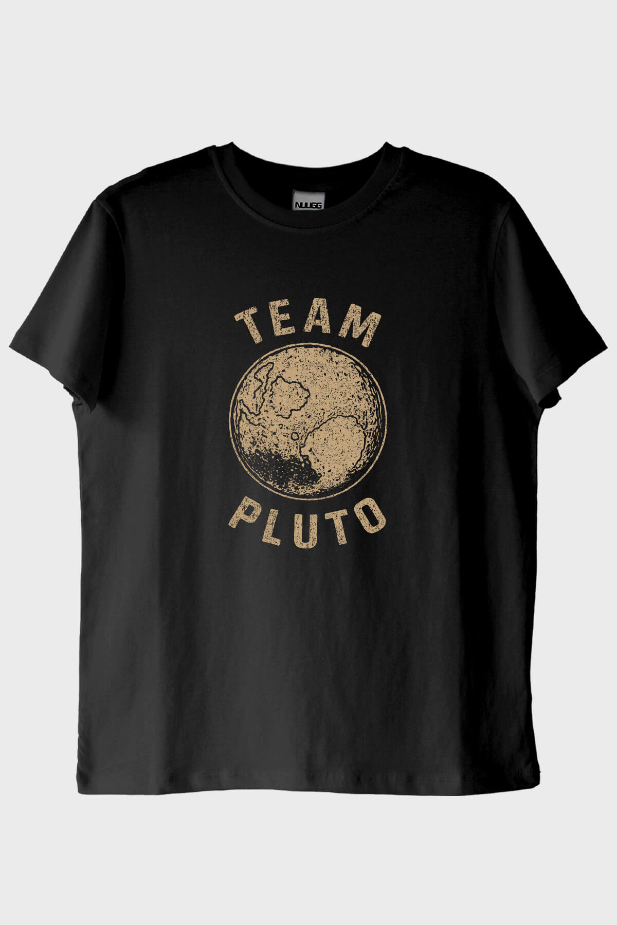 Team Pluto Baskılı Uzay Temalı Siyah Tişört