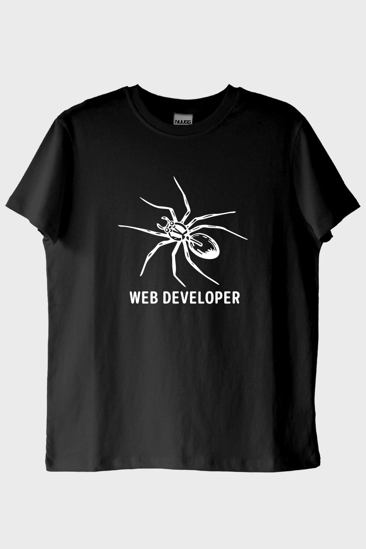 Web Developer Baskılı Siyah Tişört