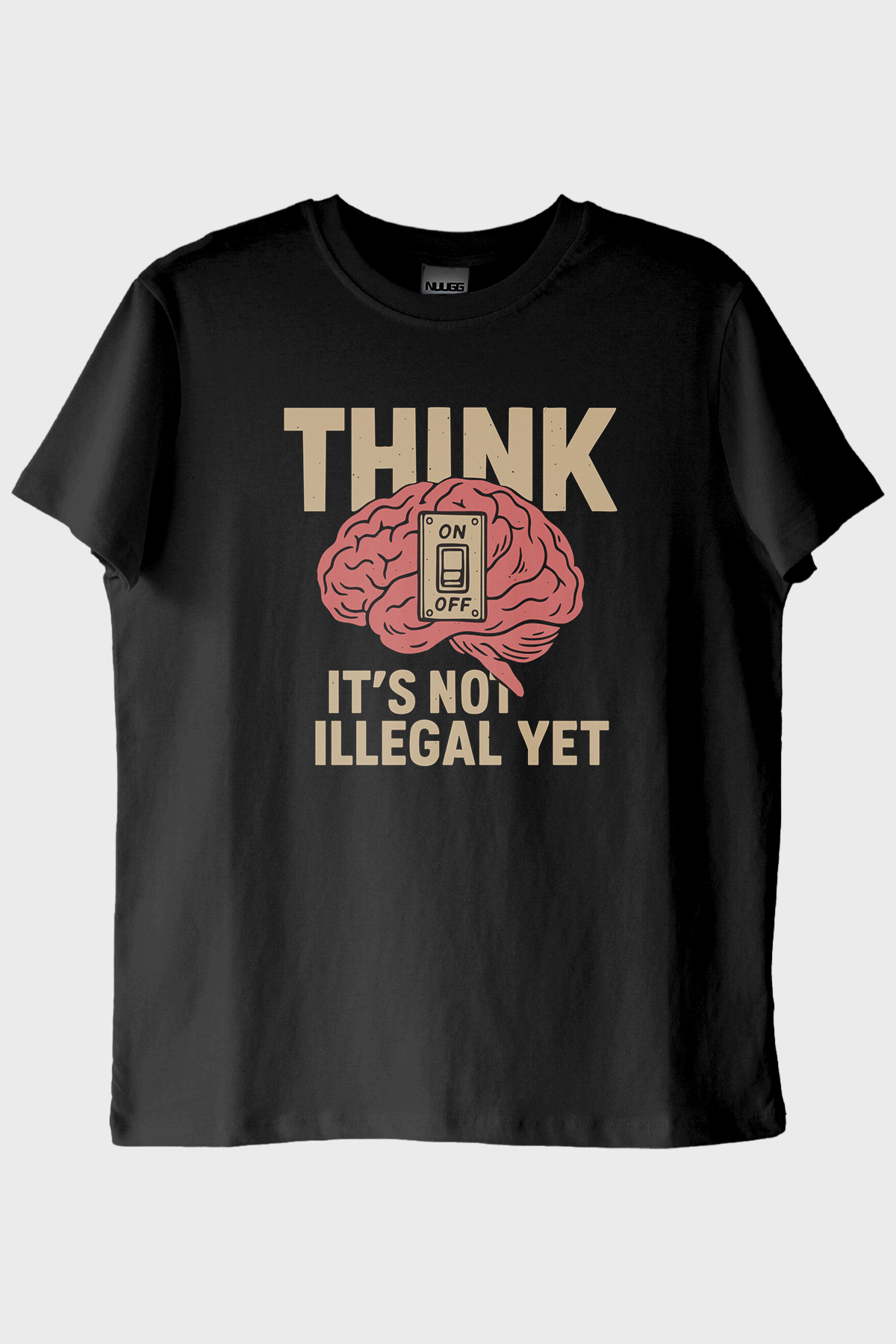 Düşünce Özgürlüğü Mizahi Mesajlı Siyah Tişört