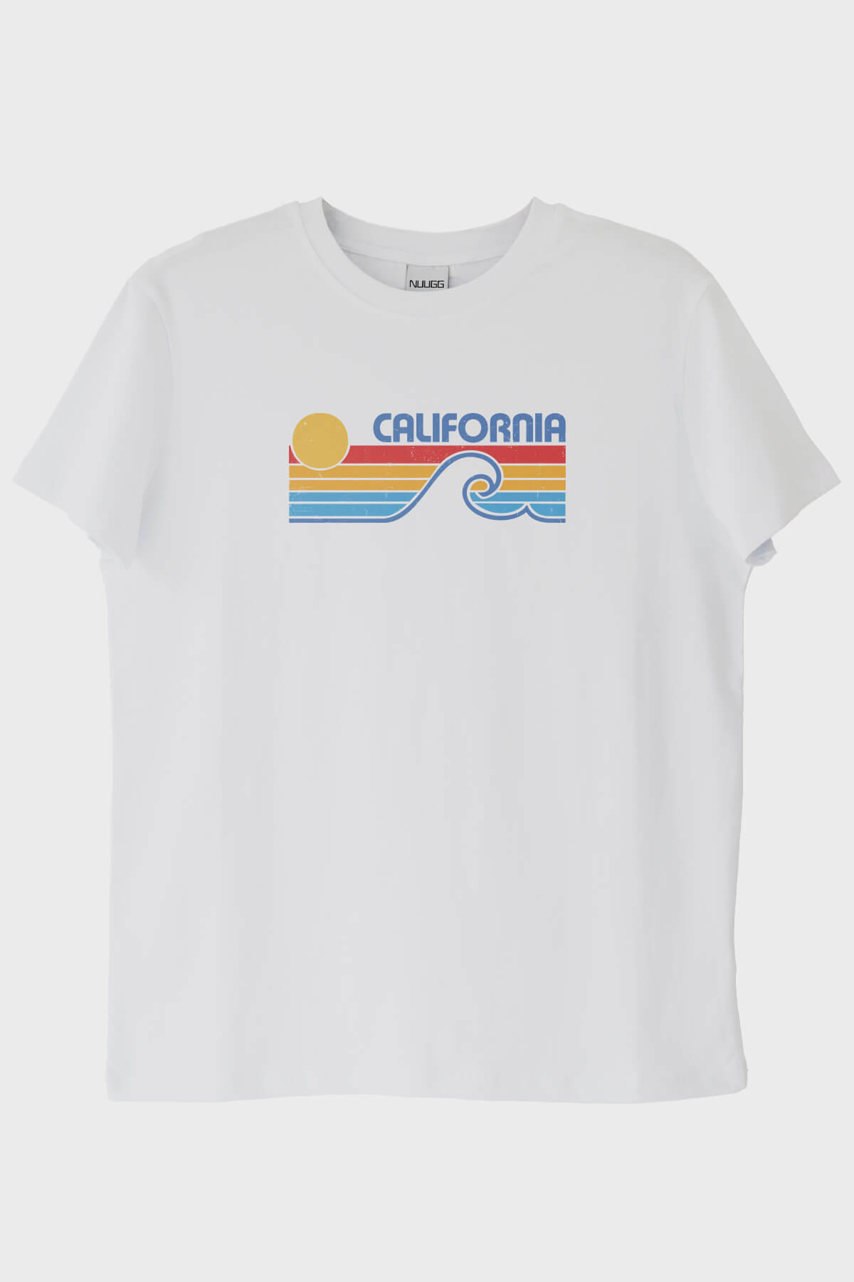 California Retro Dalga Baskılı Tasarım Beyaz Tişört