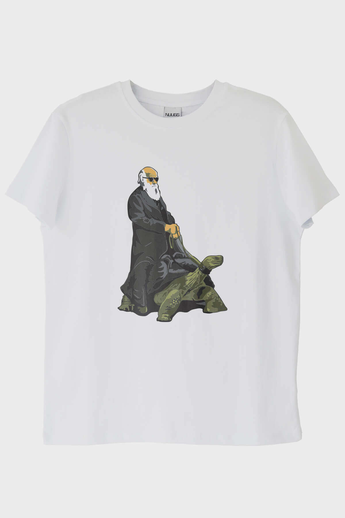 Kaplumbağa Darvin Baskılı Bilimsel Beyaz T-Shirt