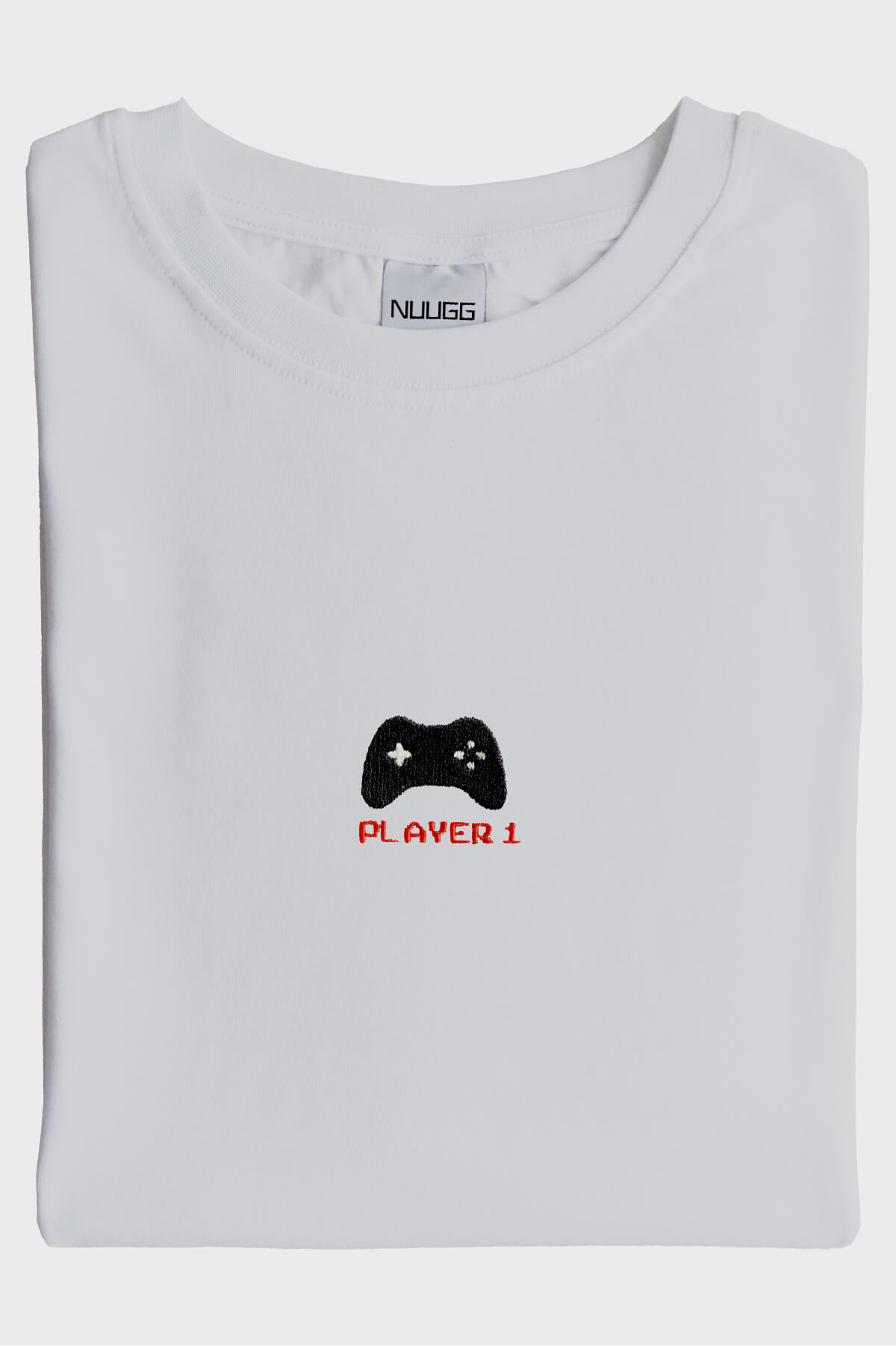 Player 1 Joystick Desenli Nakış Tişört - Gamer Çiftler İçin