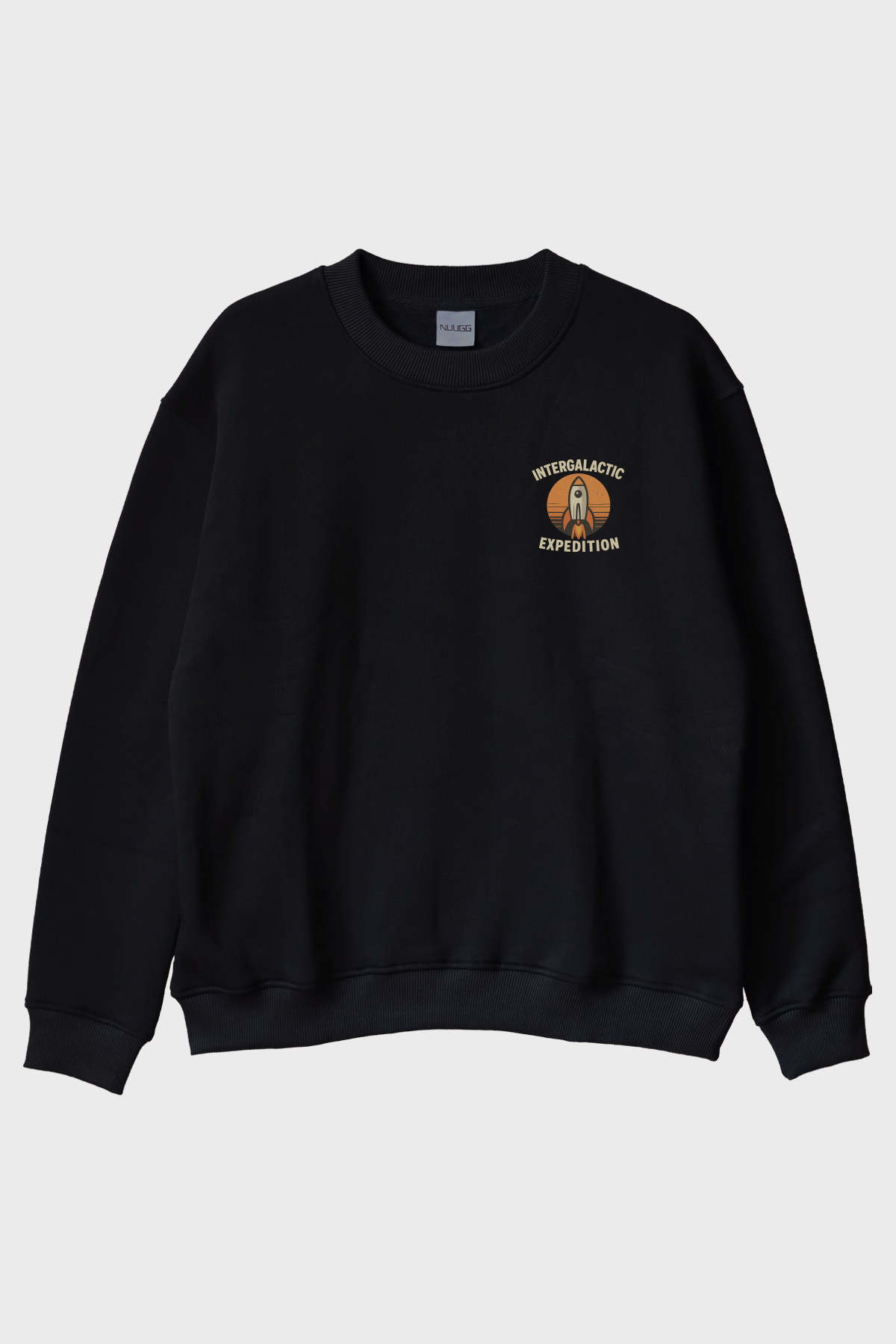 Intergalactic Expedition Siyah Bisiklet Yaka Sweatshirt