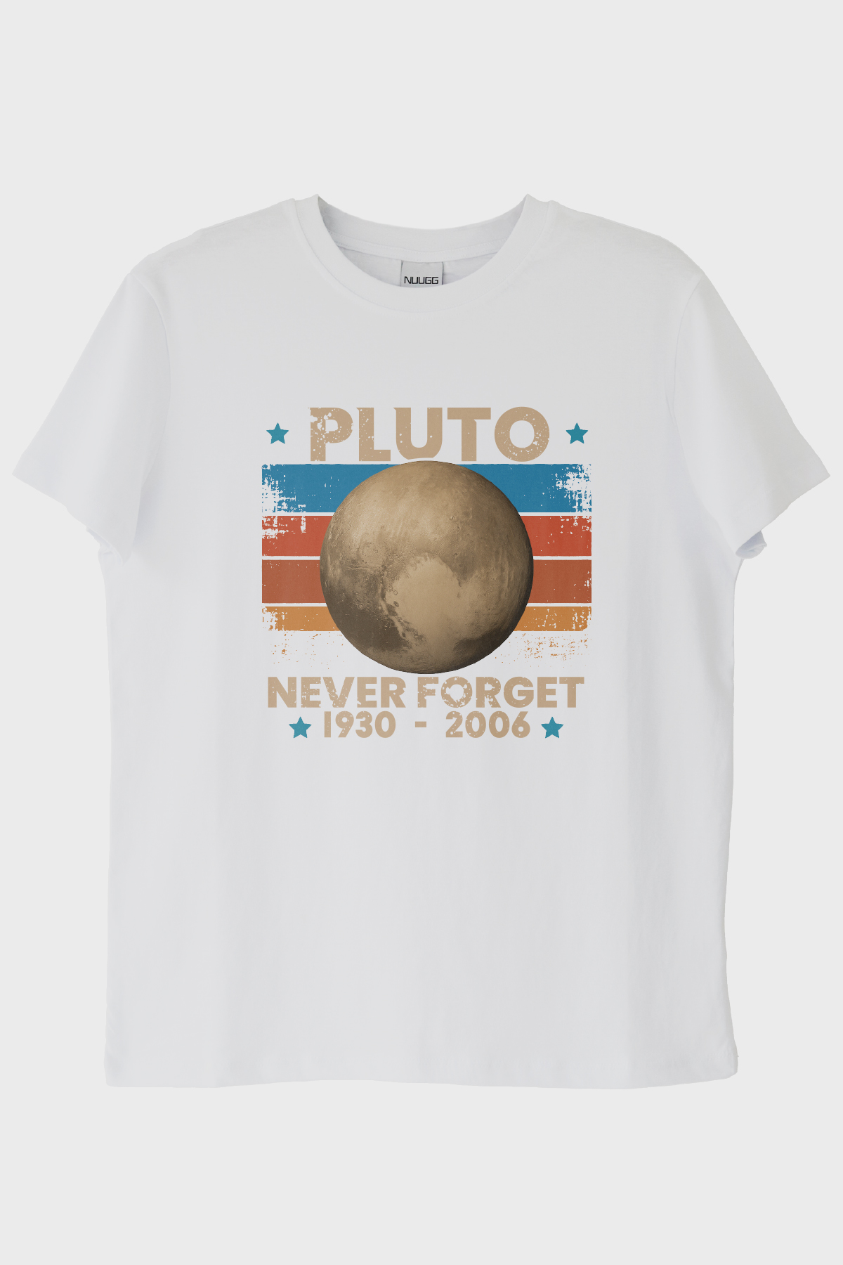 Pluto 'Never Forget' Vintage Baskılı Beyaz Tişört