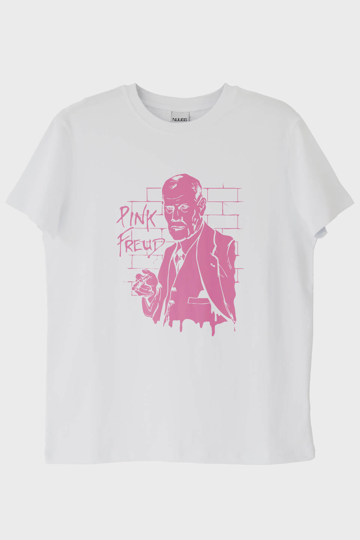 Pink Freud Baskılı Mizahi Tasarım Beyaz Tişört