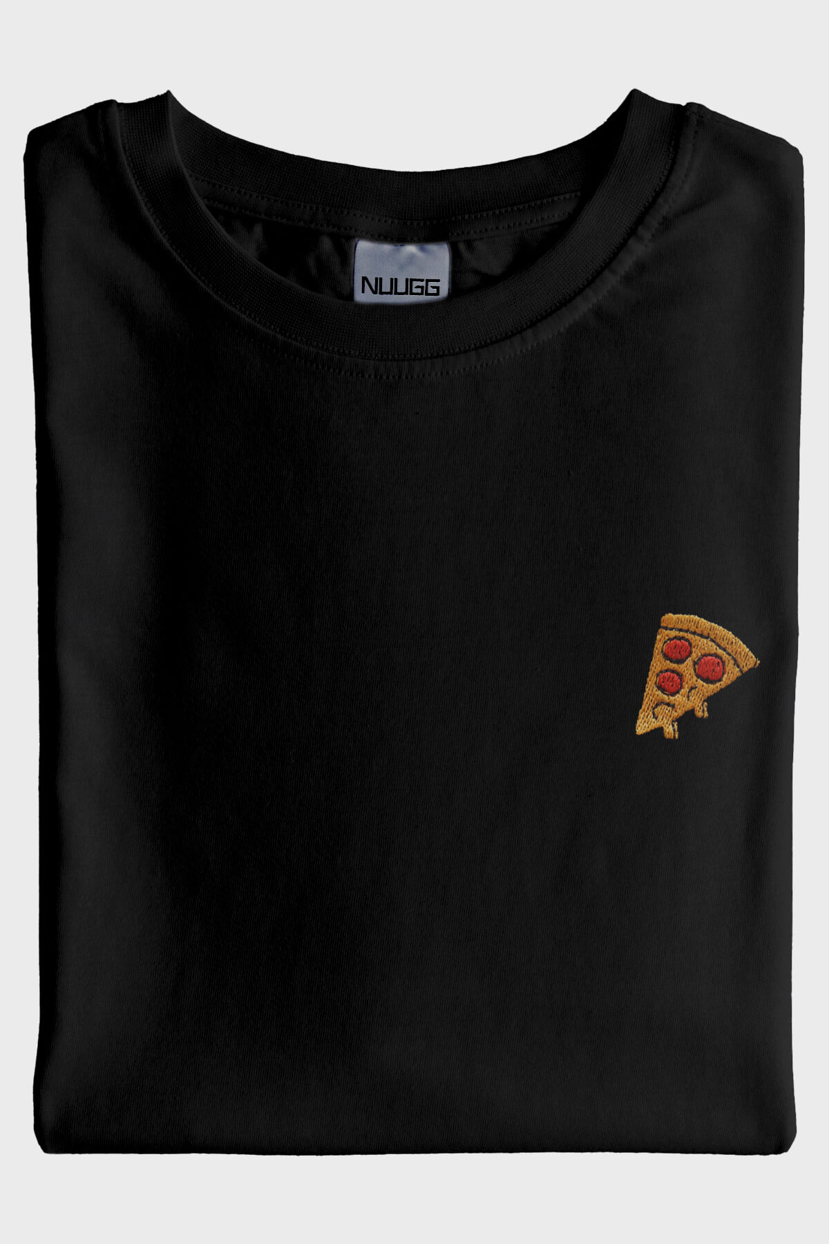 İtalyan Pizzası Nakışlı Siyah Tişört