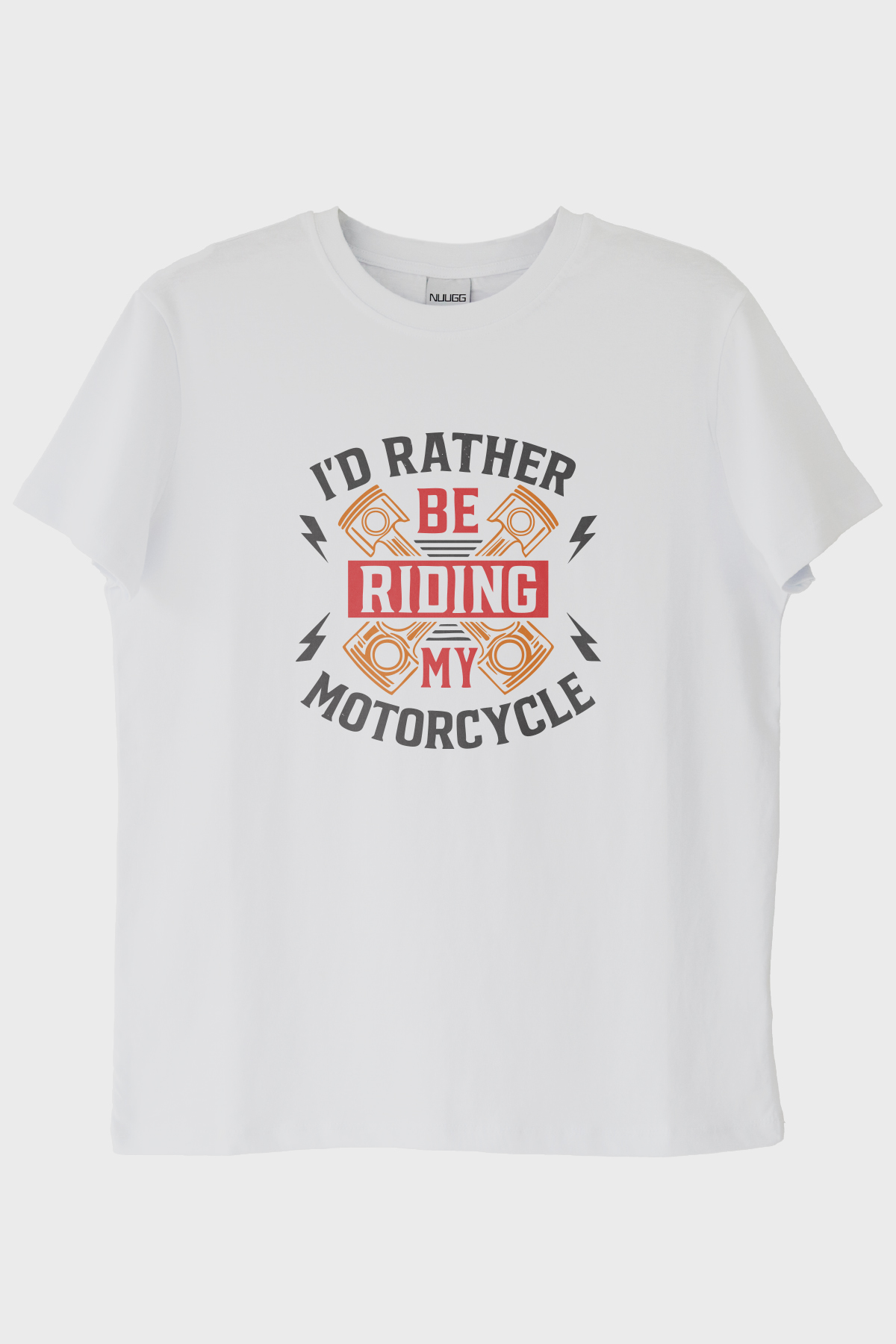 I'd Rather Be Riding My Motorcycle Baskılı Beyaz Tişört