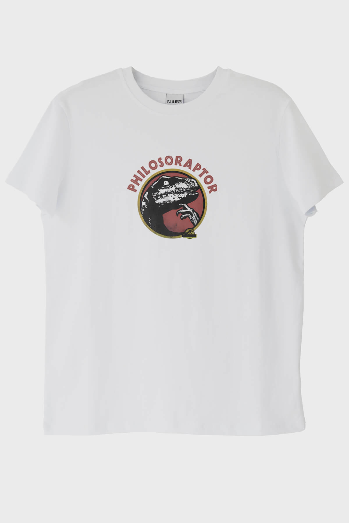 Philosoraptor Baskılı Retro Dinozor Tasarımlı Beyaz Tişört