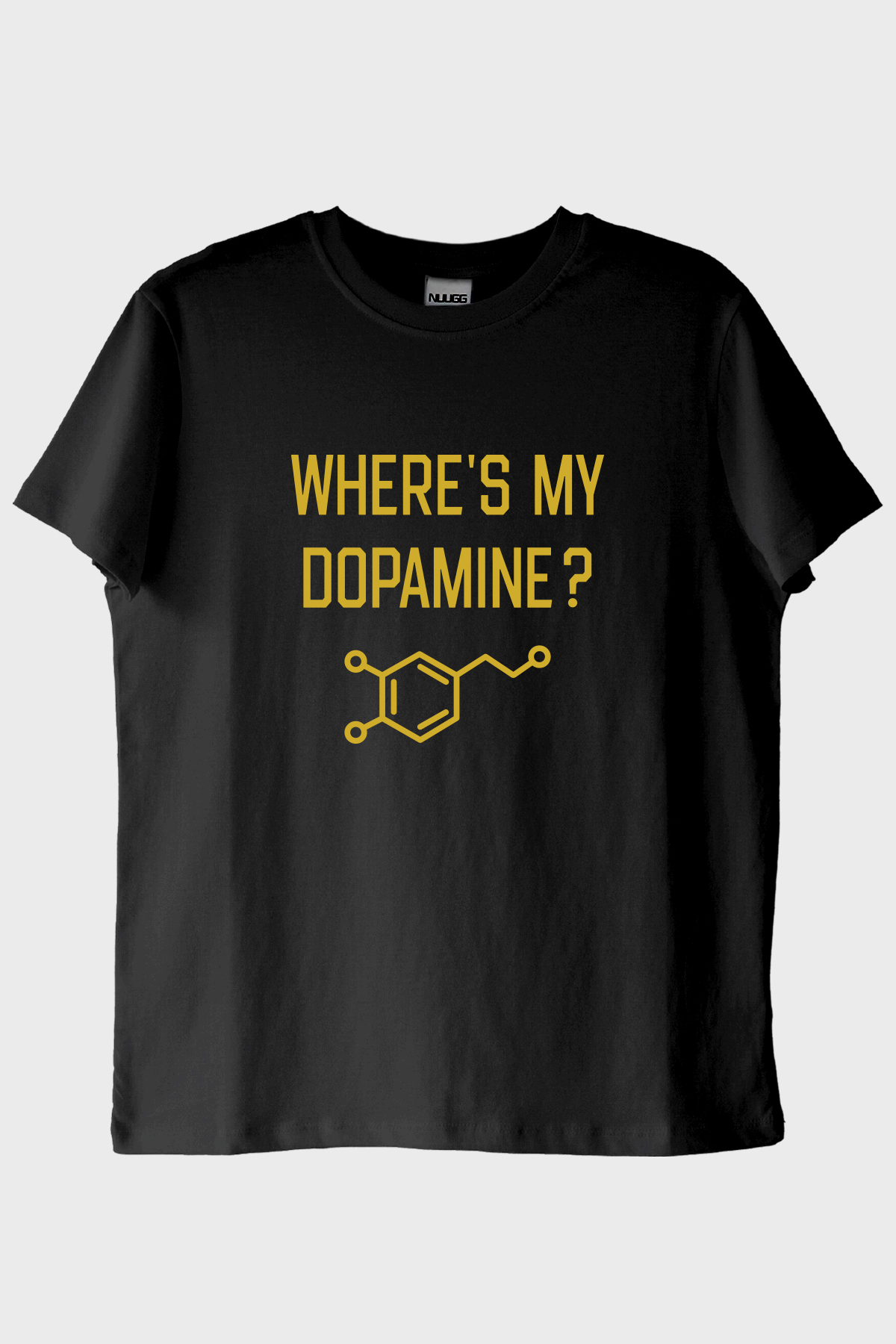 Where's My Dopamine Baskılı Bilim Temalı Siyah Tişört