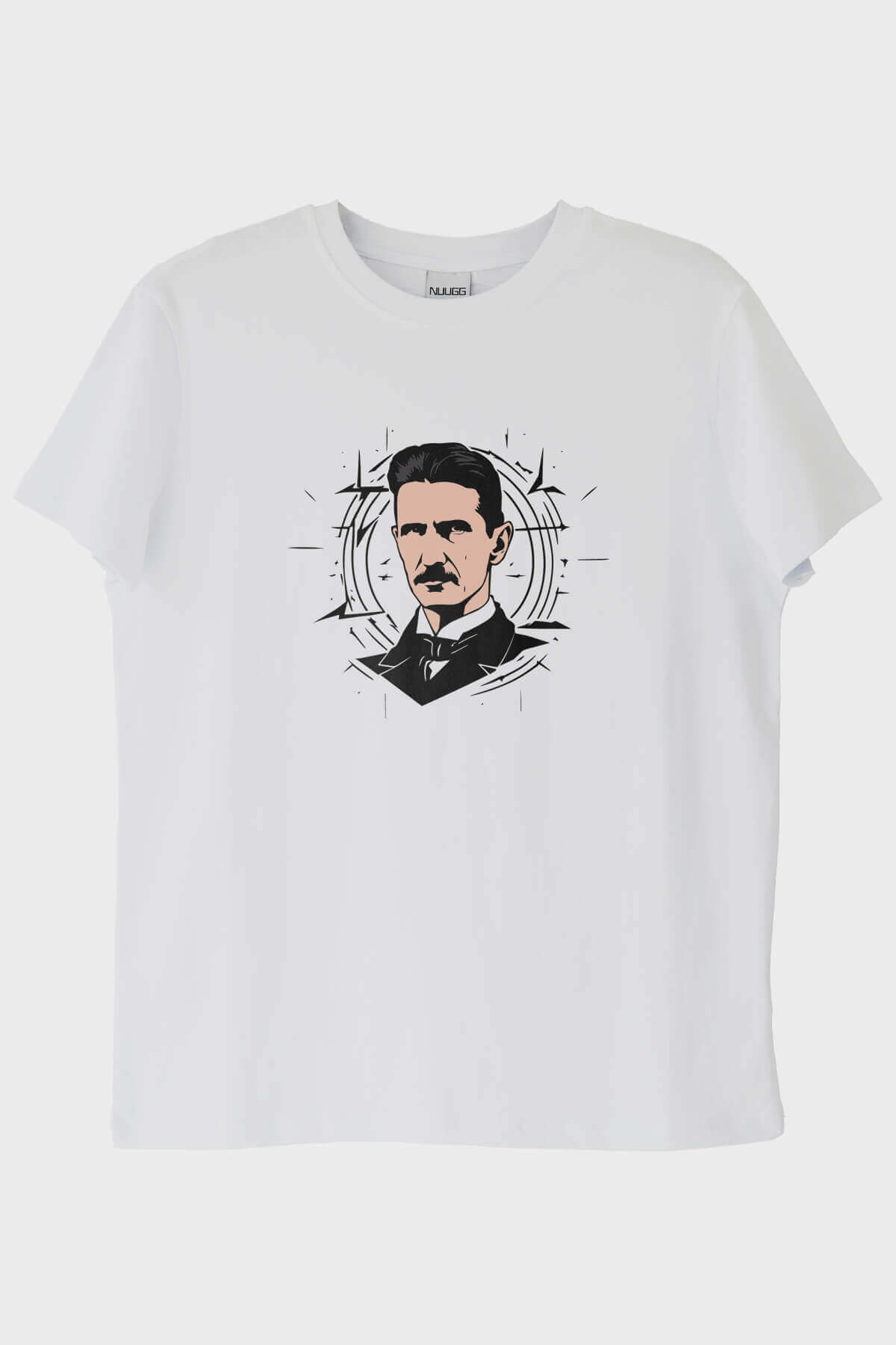 Nikola Tesla İllüstrasyon Baskılı Tasarım Beyaz Tişört