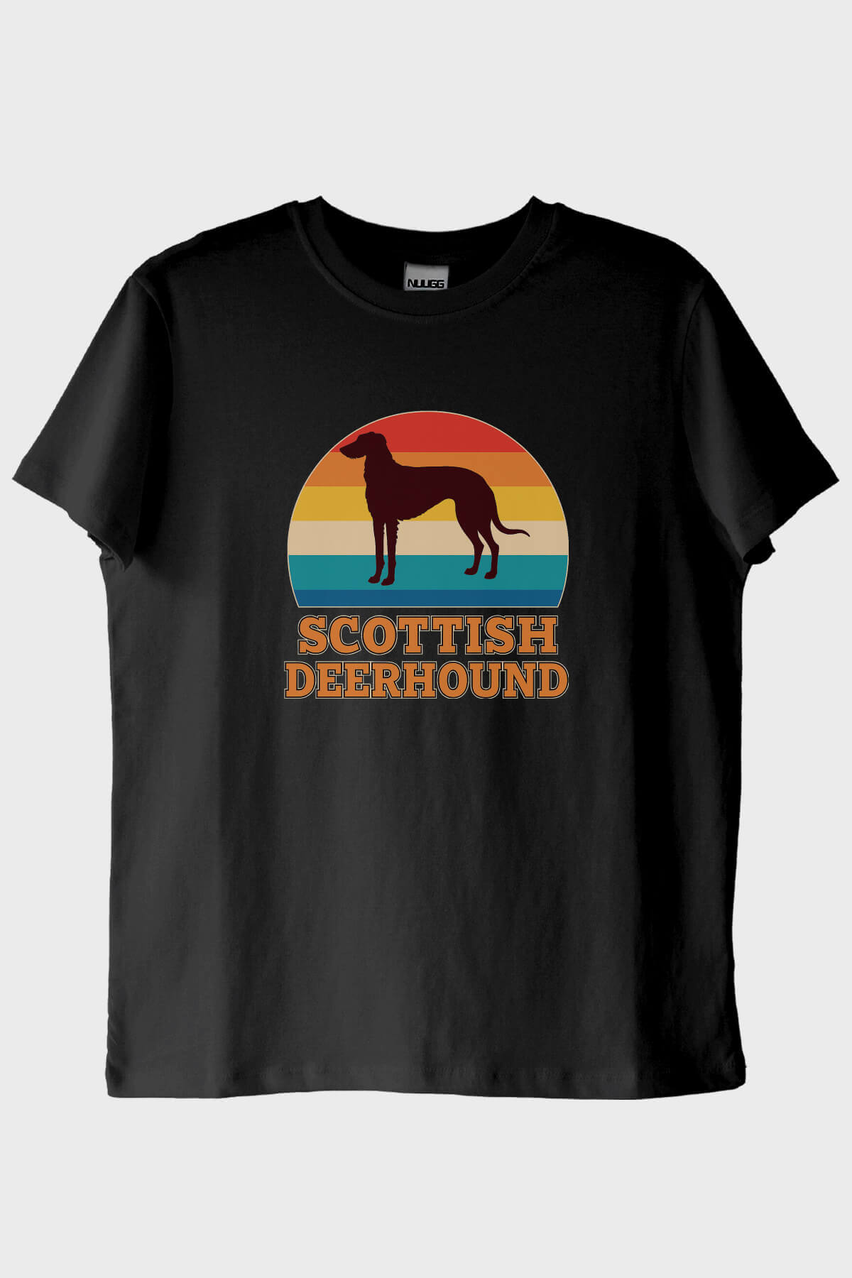 Scottish Deerhound Baskılı Retro Siyah Tişört