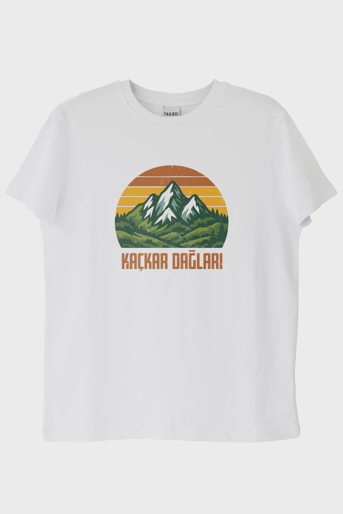KAÇKAR DAĞLARI Retro Doğa Baskılı Beyaz Tişört