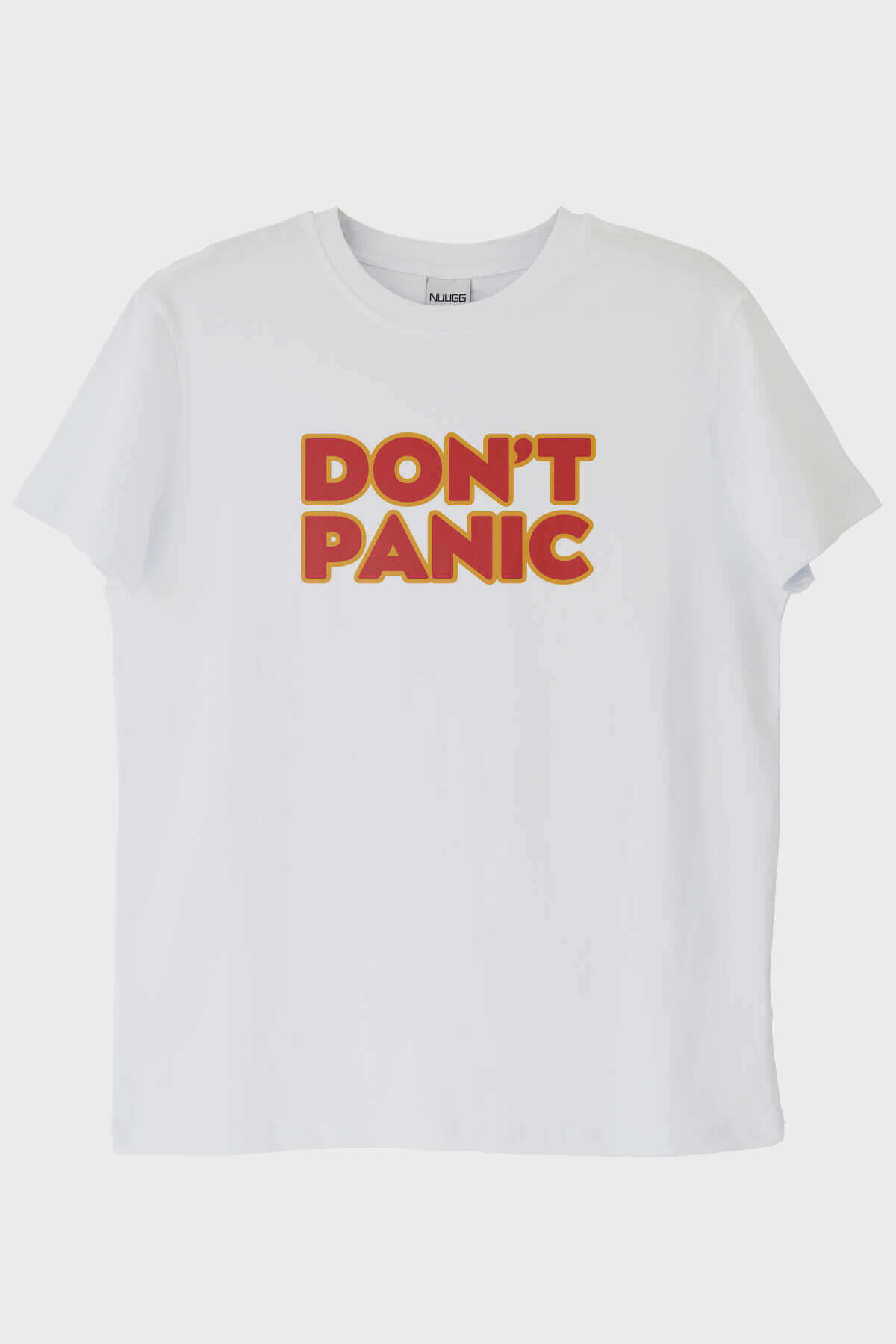 Don't Panic Baskılı Mizahi Beyaz Tişört