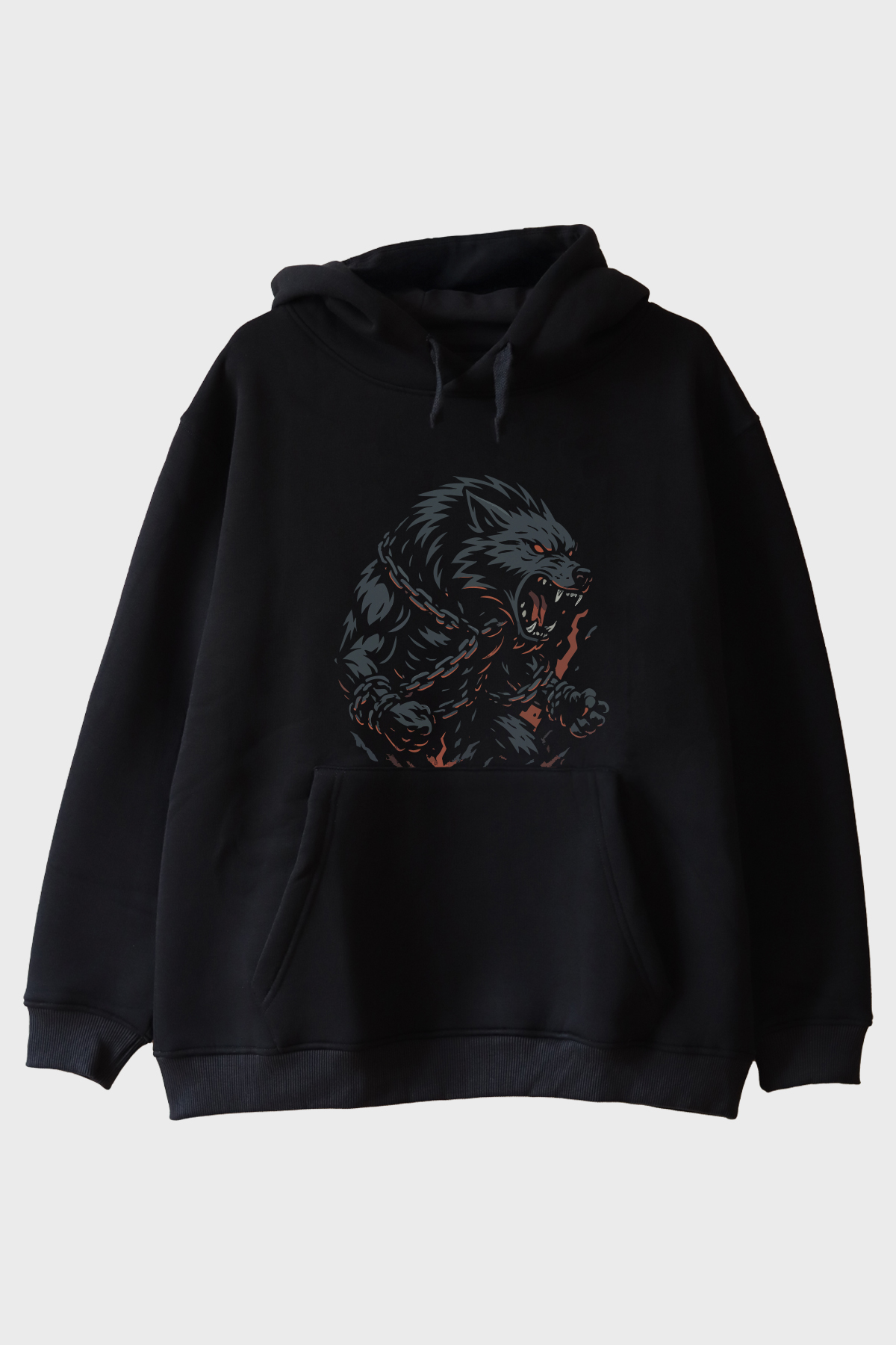 Fenrir Canavar Siyah Hoodie