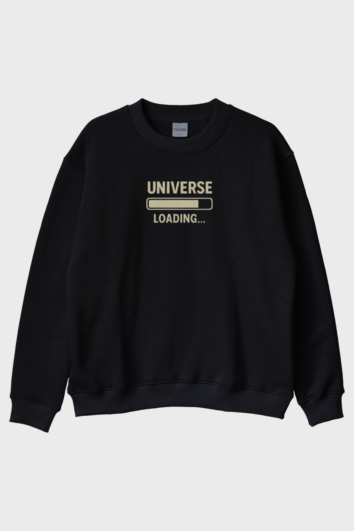 Evren Yükleniyor Siyah Bisiklet Yaka Sweatshirt