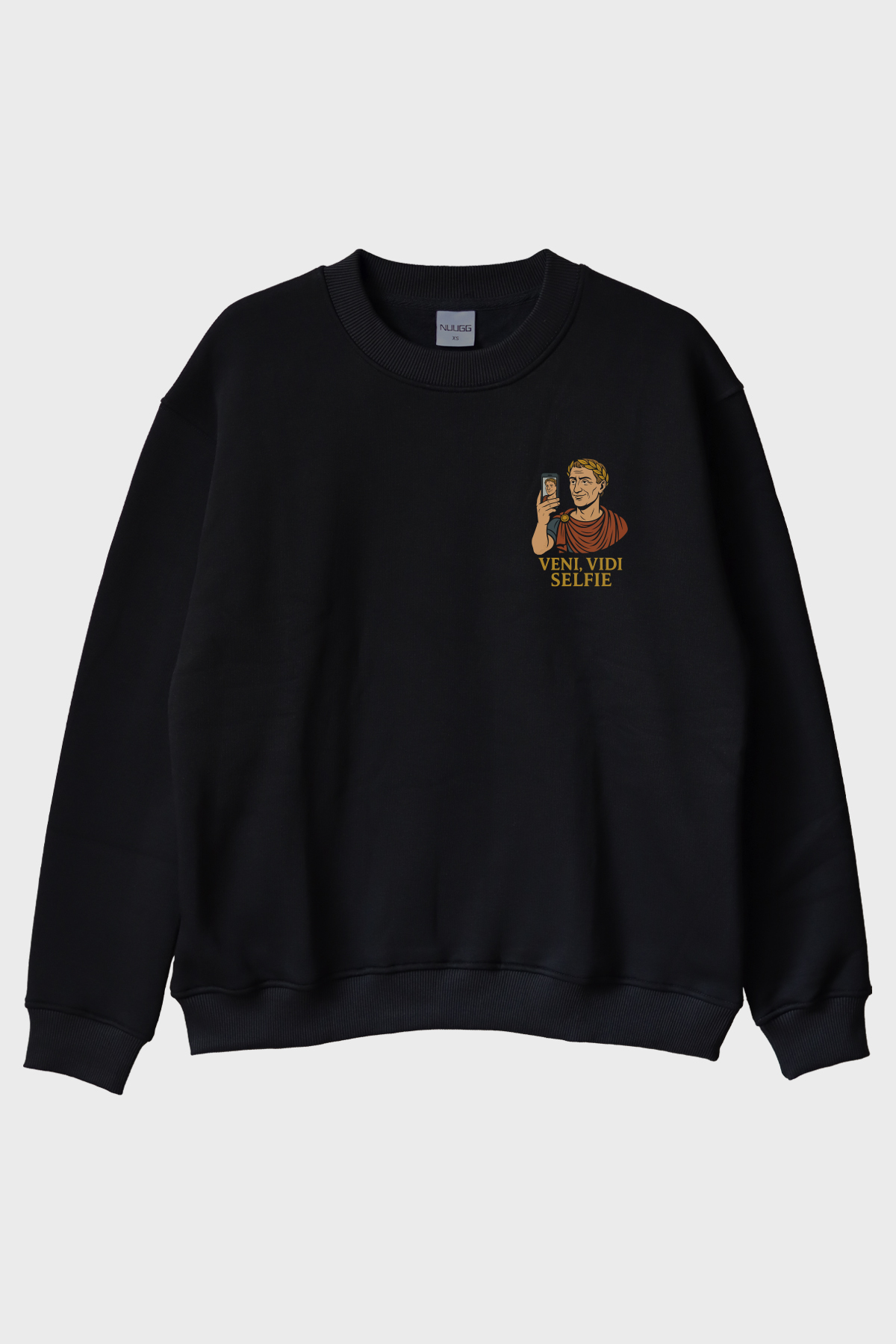 Veni Vidi Selfie Siyah Bisiklet Yaka Sweatshirt