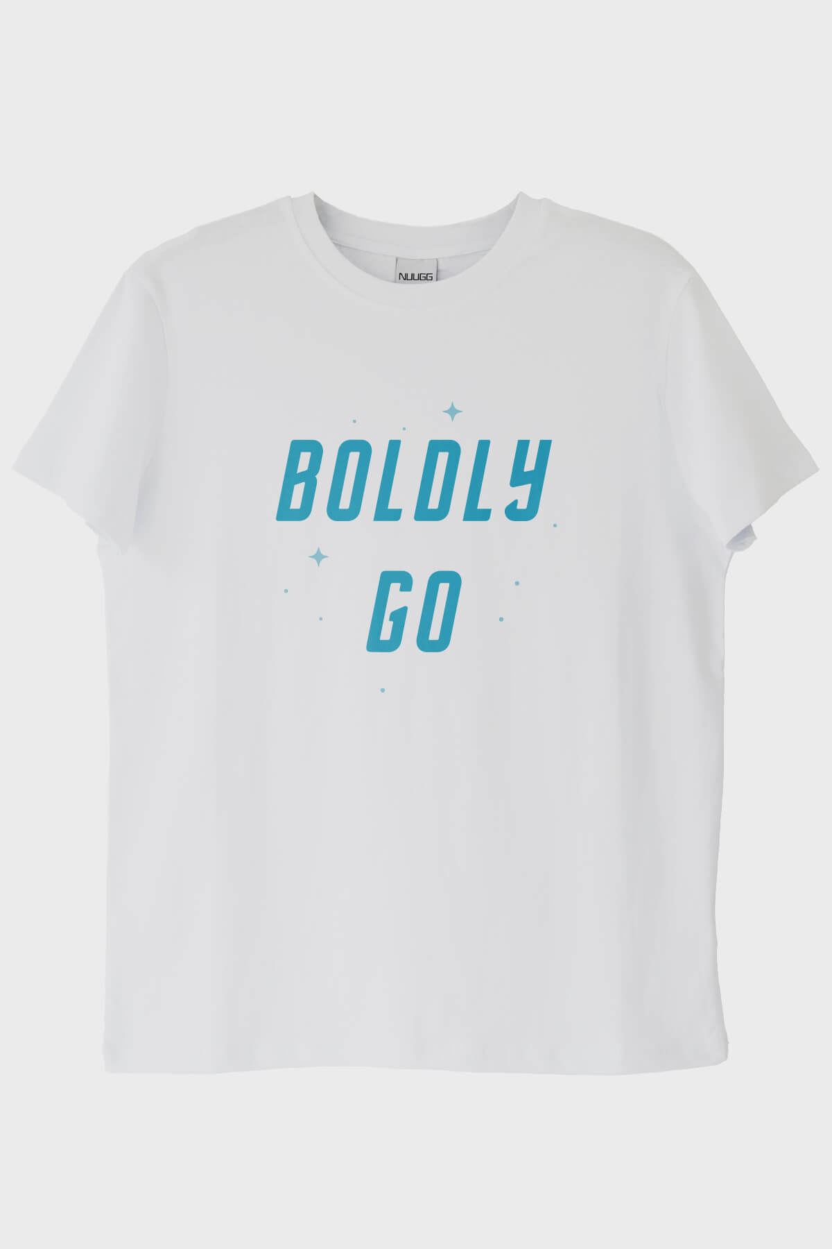 Boldly Go Baskılı Uzay Temalı Beyaz Tişört