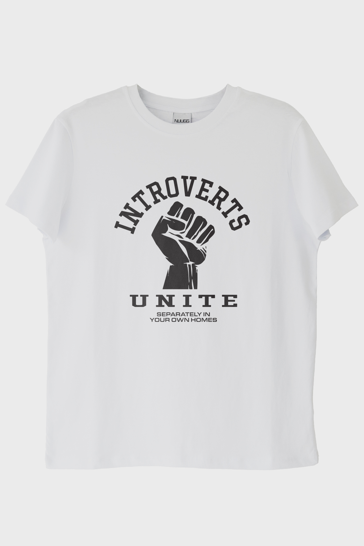 Introverts Unite Baskılı Mizahi Beyaz Tişört