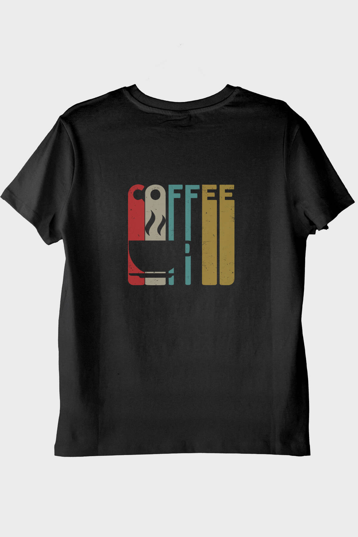 COFFEE Retro Vintage Tasarım Baskılı Siyah Tişört