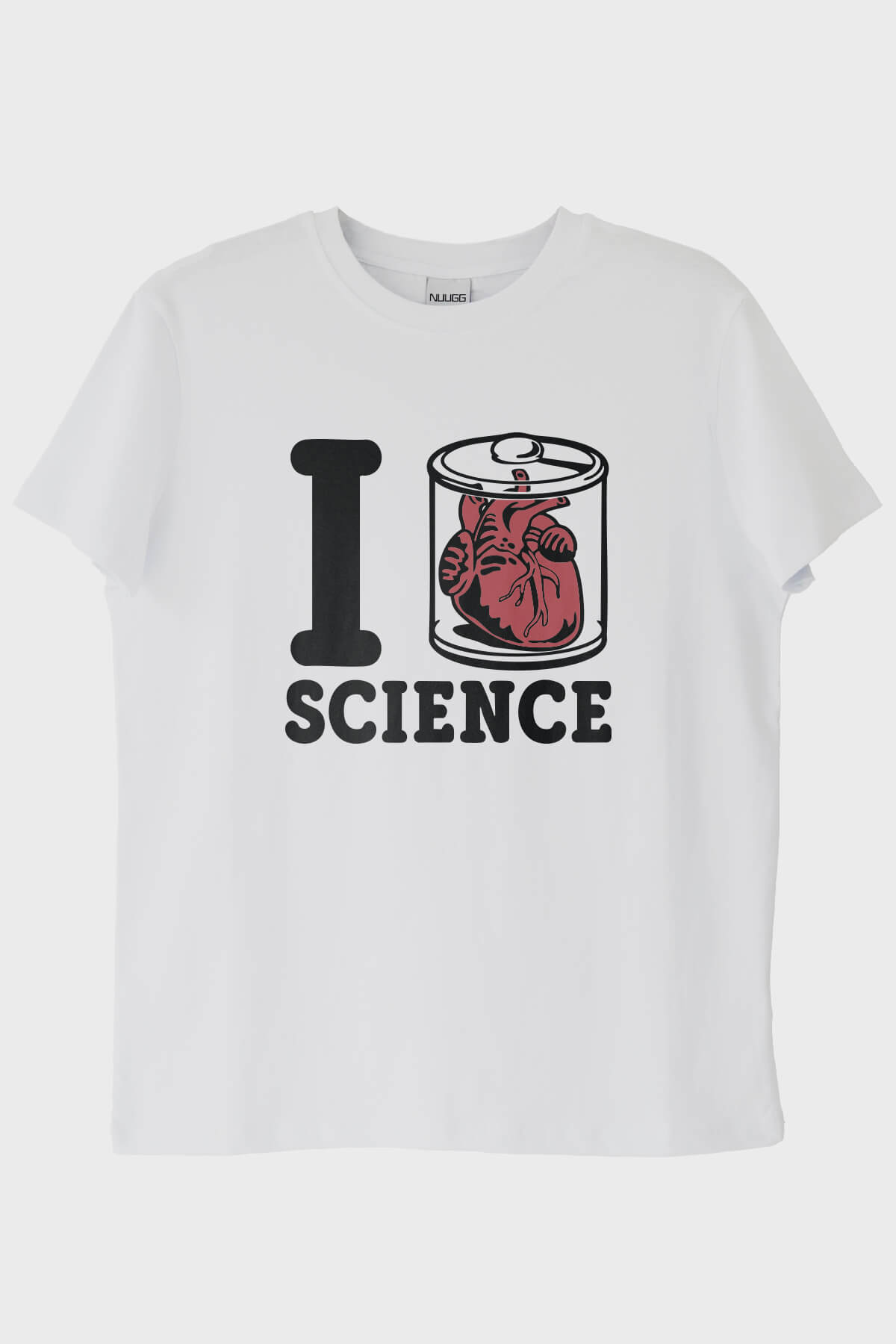 I Love SCIENCE Anatomik Kalpli Baskılı Beyaz Tişört