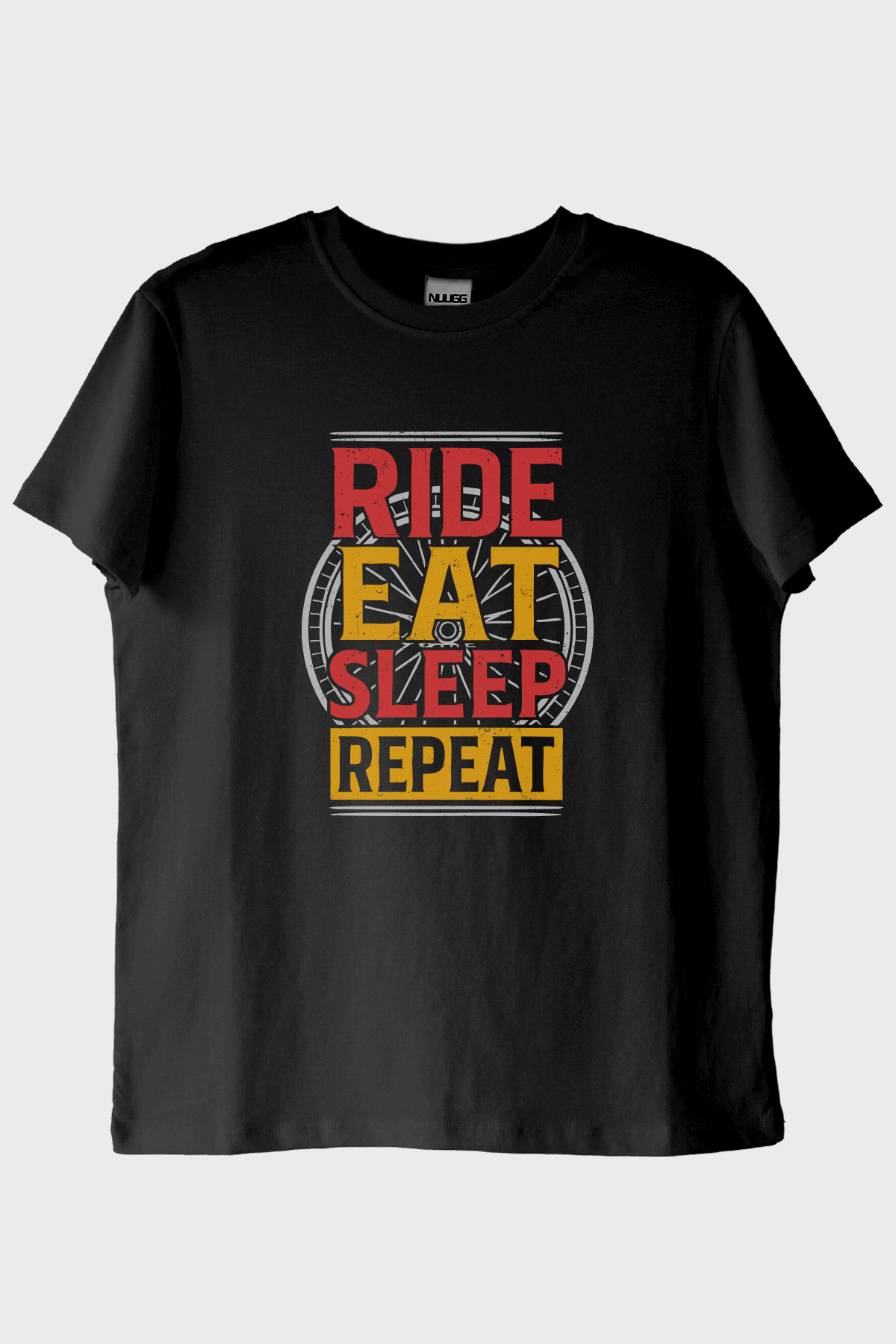 Ride Eat Sleep Repeat Baskılı Siyah Tişört