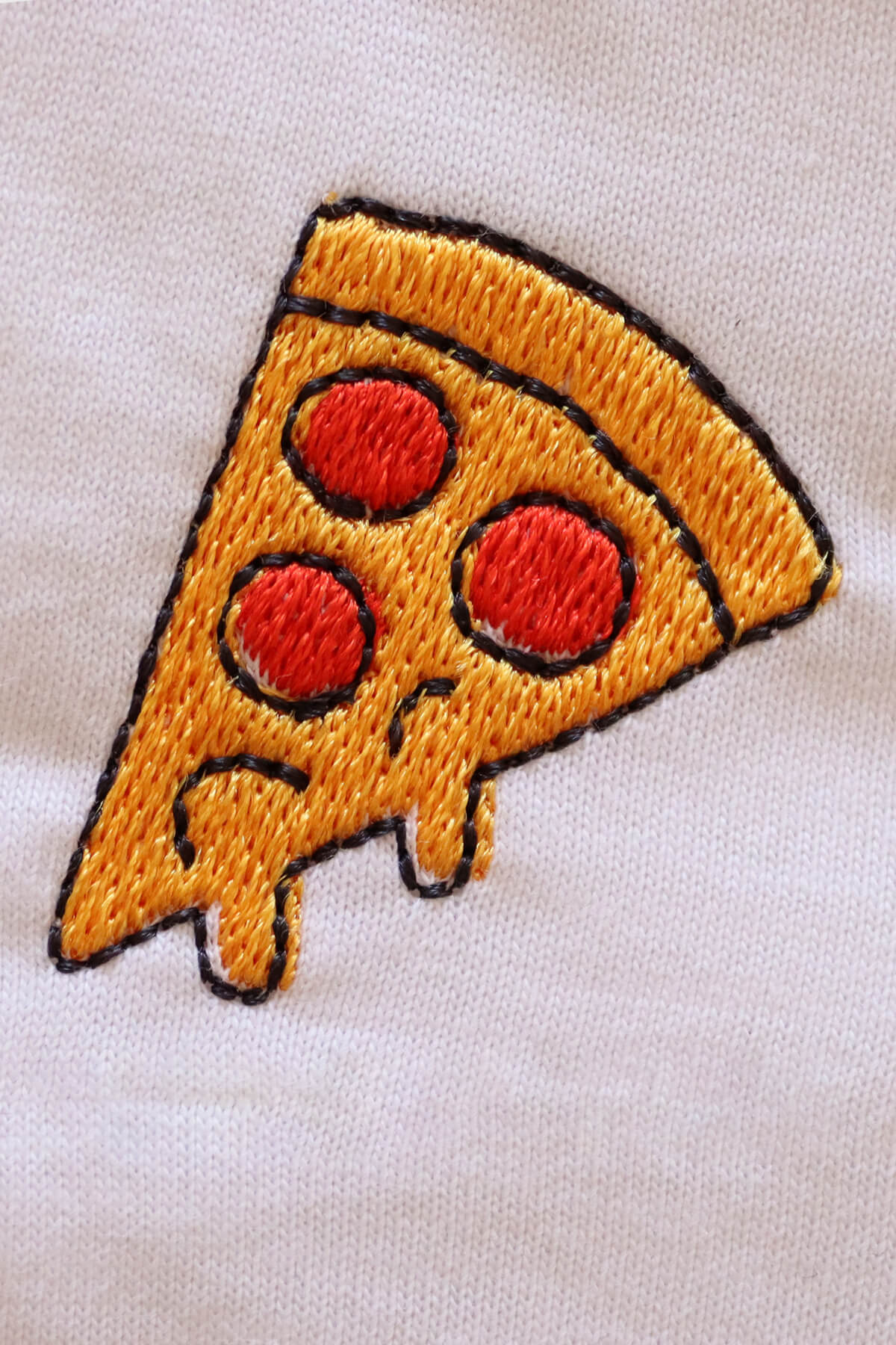 İtalyan Pizzası Nakışlı Beyaz Tişört