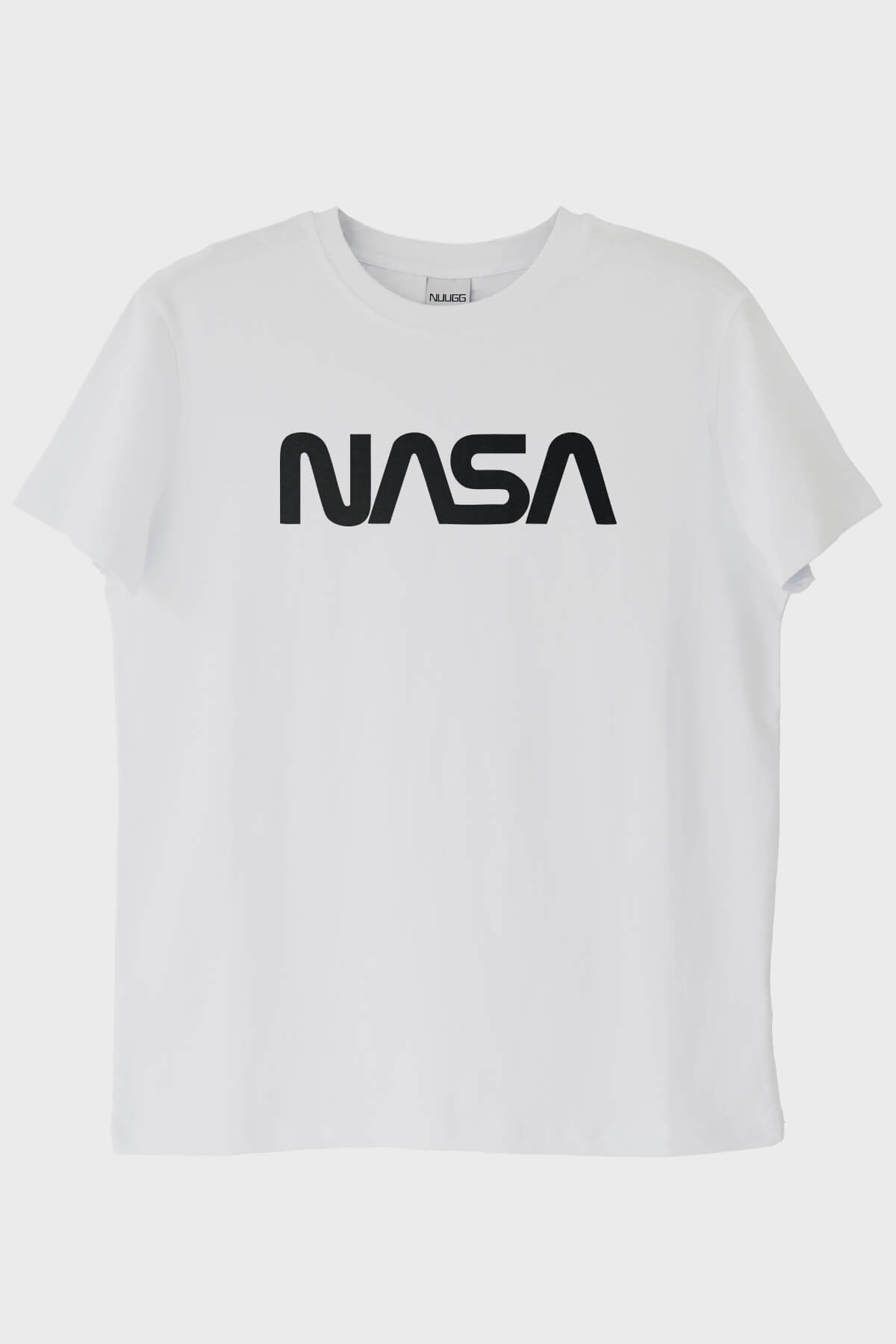 NASA Baskılı Minimalist Tasarım Beyaz Tişört