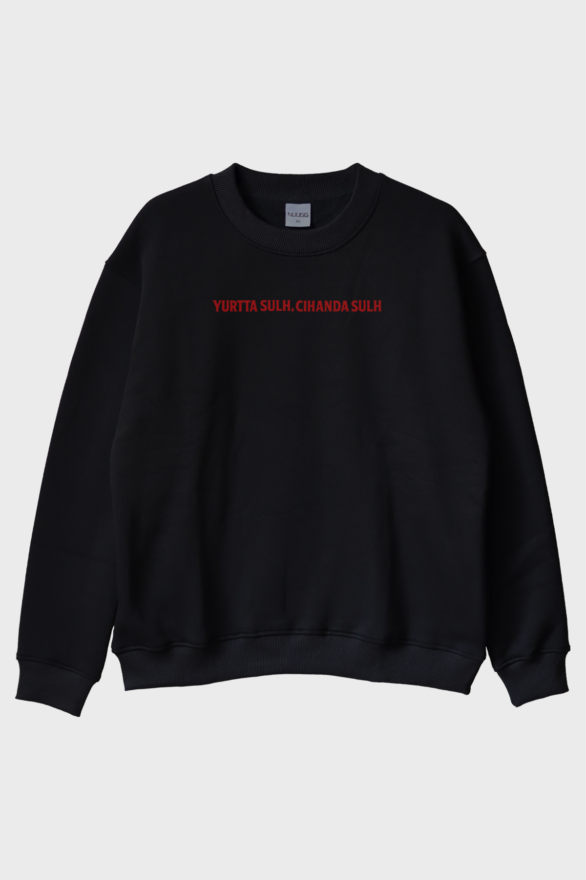 Yurtta Sulh Cihanda Sulh Siyah Bisiklet Yaka Sweatshirt