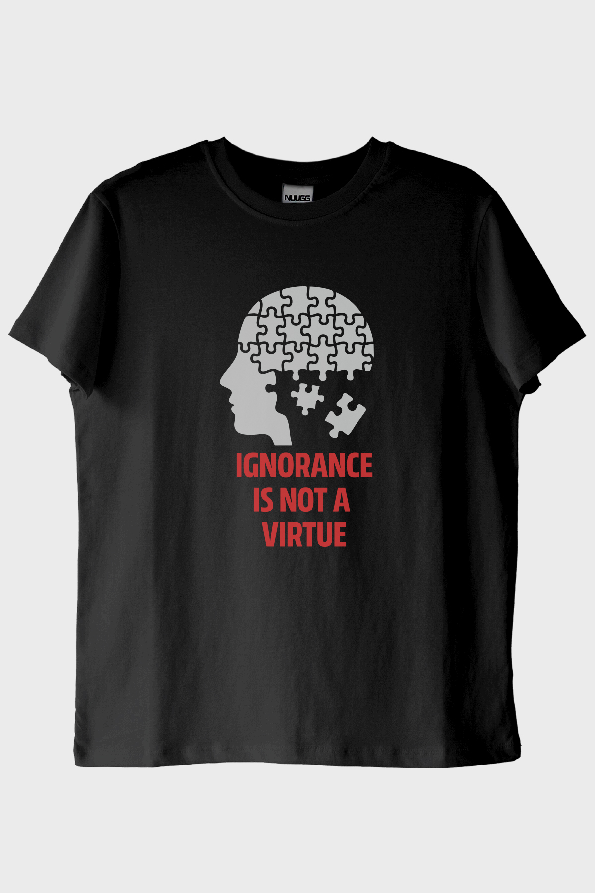 Ignorance Is Not A Virtue Baskılı Puzzle Siyah Tişört
