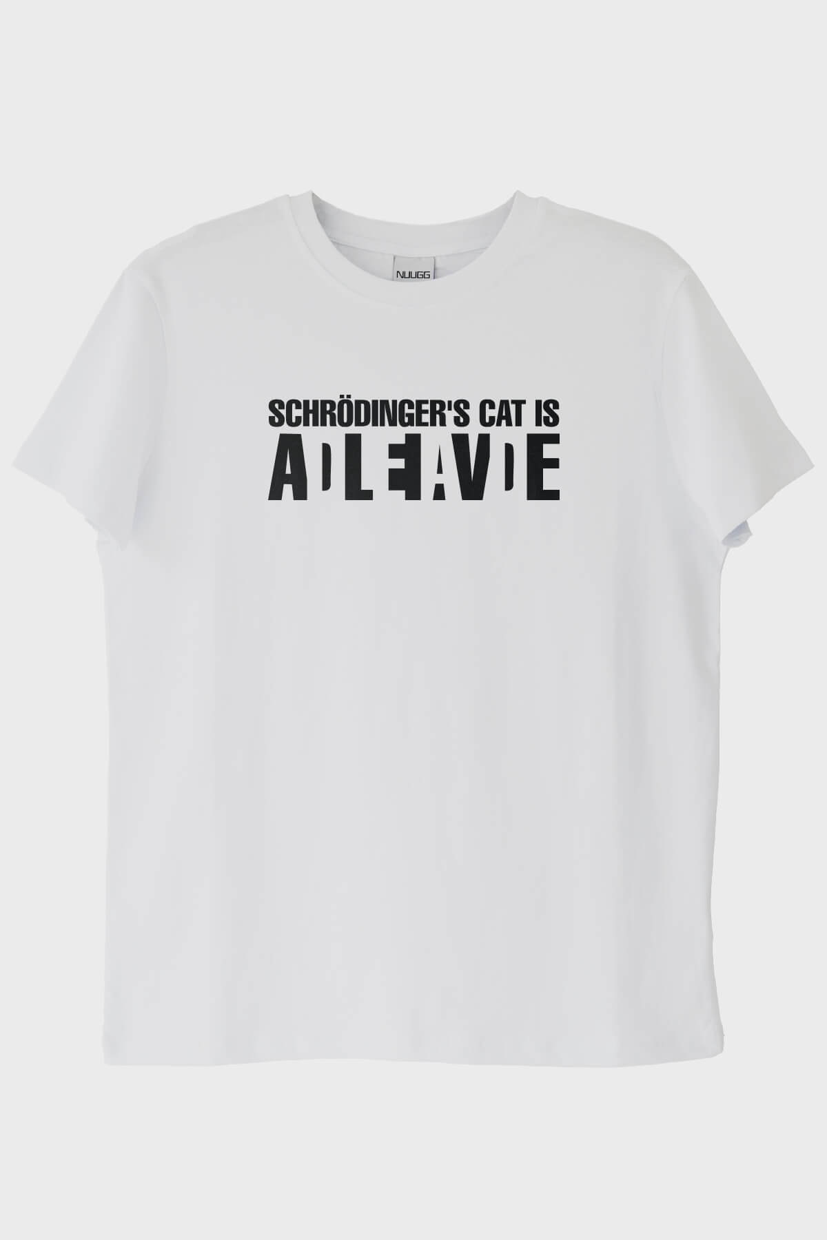 Schrödinger's Cat Alive Baskılı Bilim Tasarımlı Beyaz Tişört