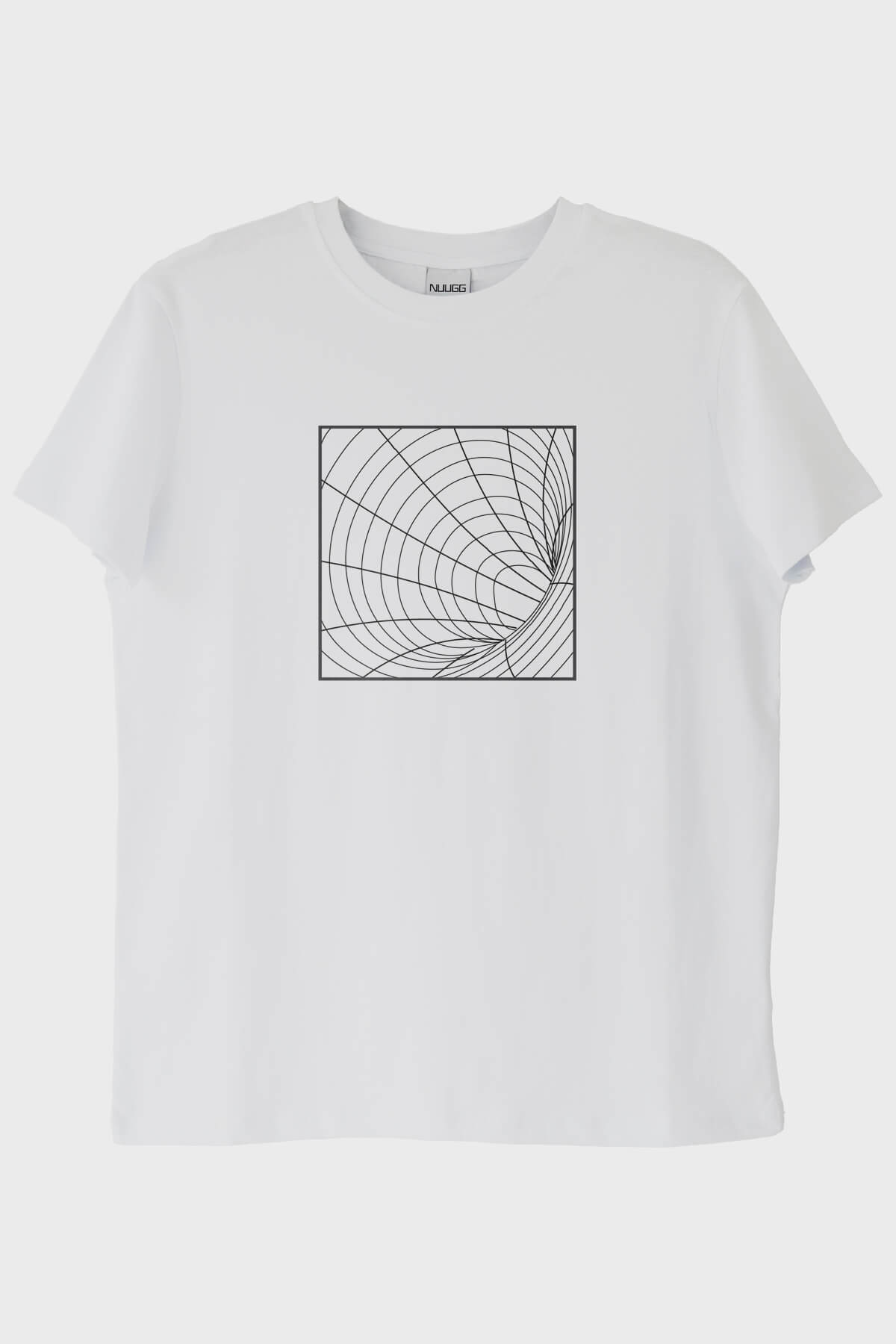 Optik İllüzyon Tasarımlı Solucan Deliği Baskılı Beyaz Tişört