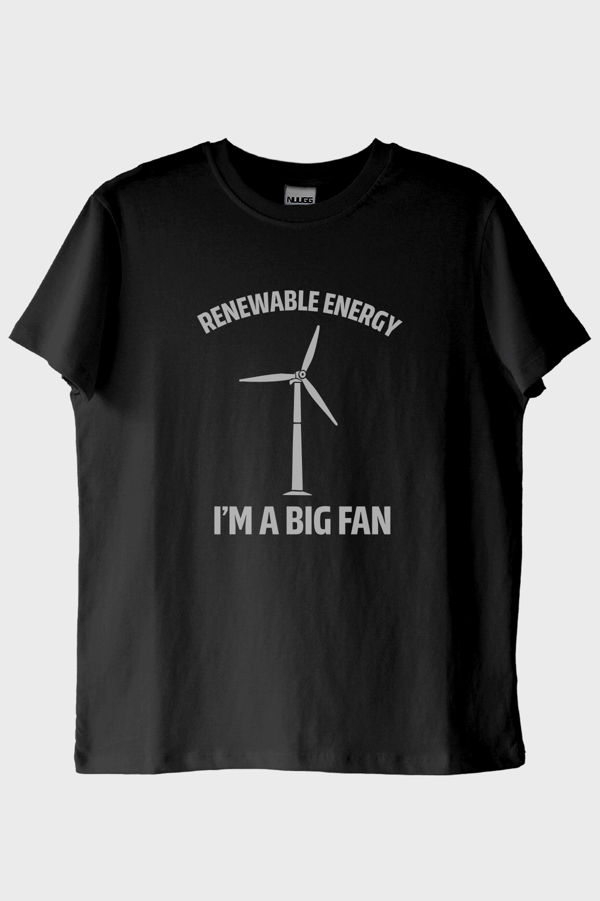 I'm a Big Fan Baskılı Yenilenebilir Enerji Temalı Siyah Tişört