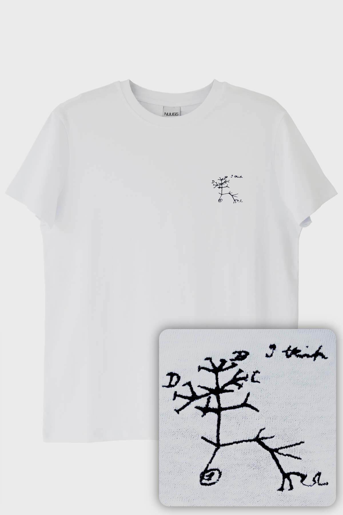 Darwin'in "I Think" Notu Desenli Nakış Tişört