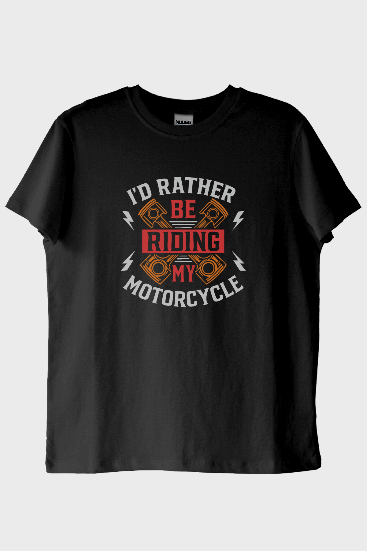 I'd Rather Be Riding My Motorcycle Baskılı Siyah Tişört