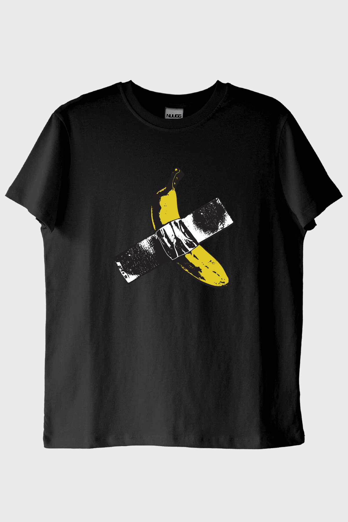 Taped Banana Baskılı Eğlenceli Muz Tasarımlı Siyah Tişört