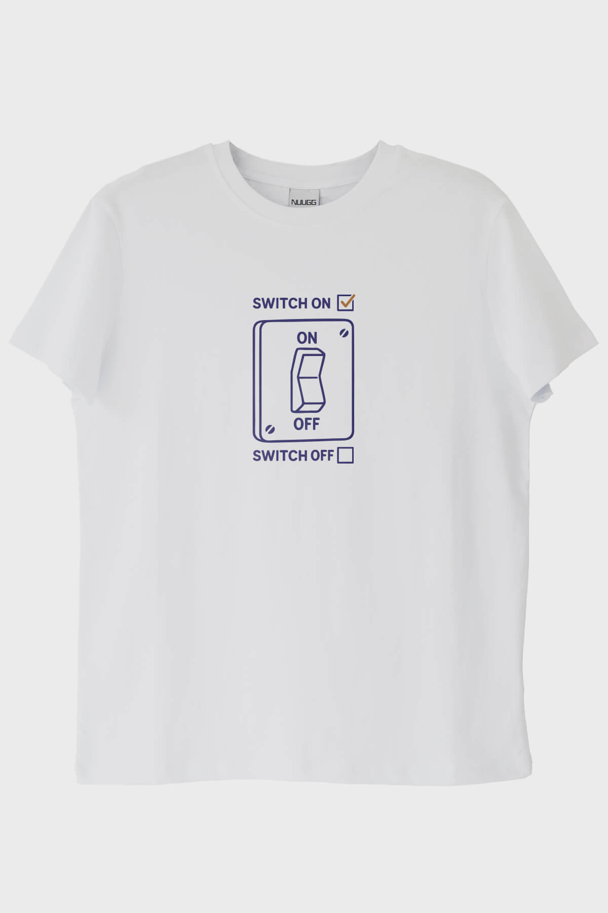 Switch On Off Elektrik Şalter Tasarımlı Baskılı Beyaz Tişört