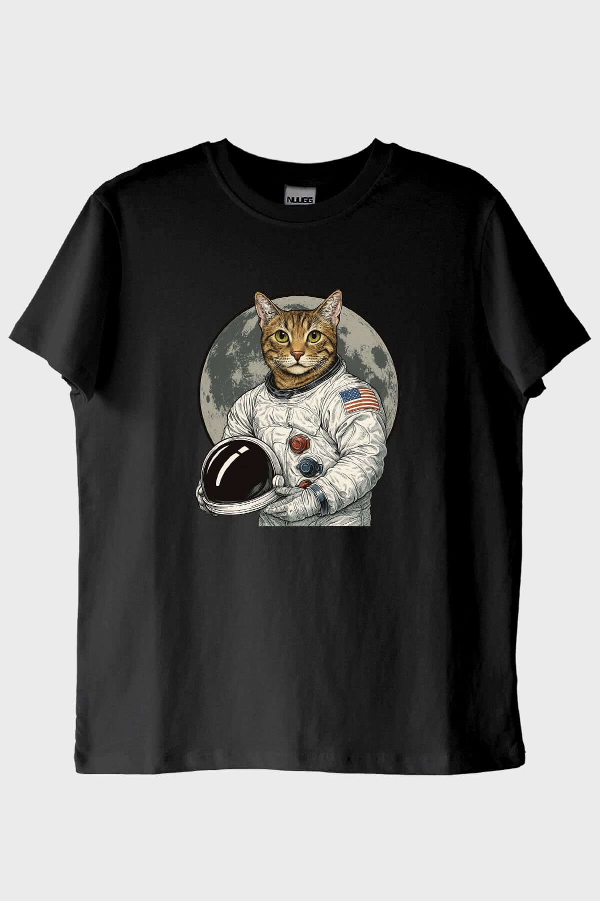 Astronot Kedi Siyah Tişört