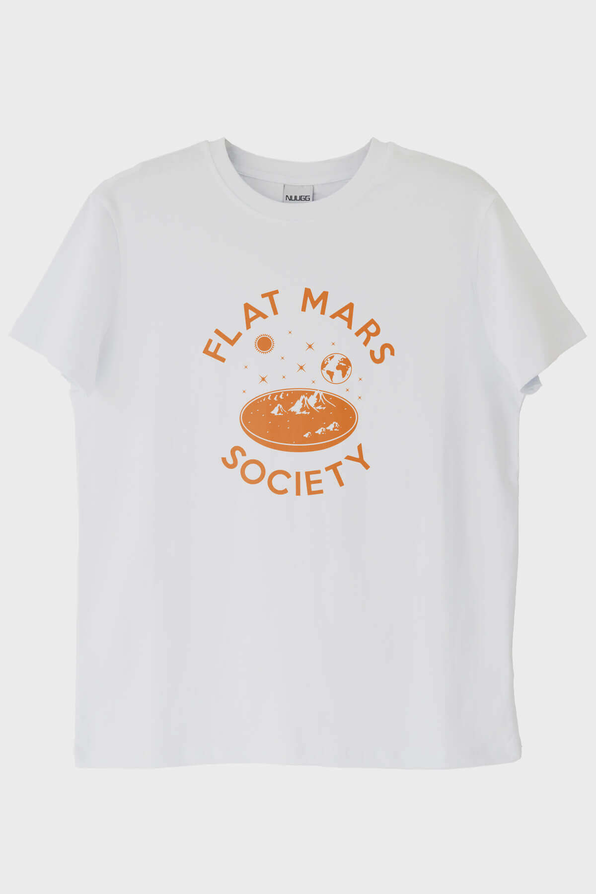 Flat Mars Society Baskılı Uzay Temalı Beyaz Tişört