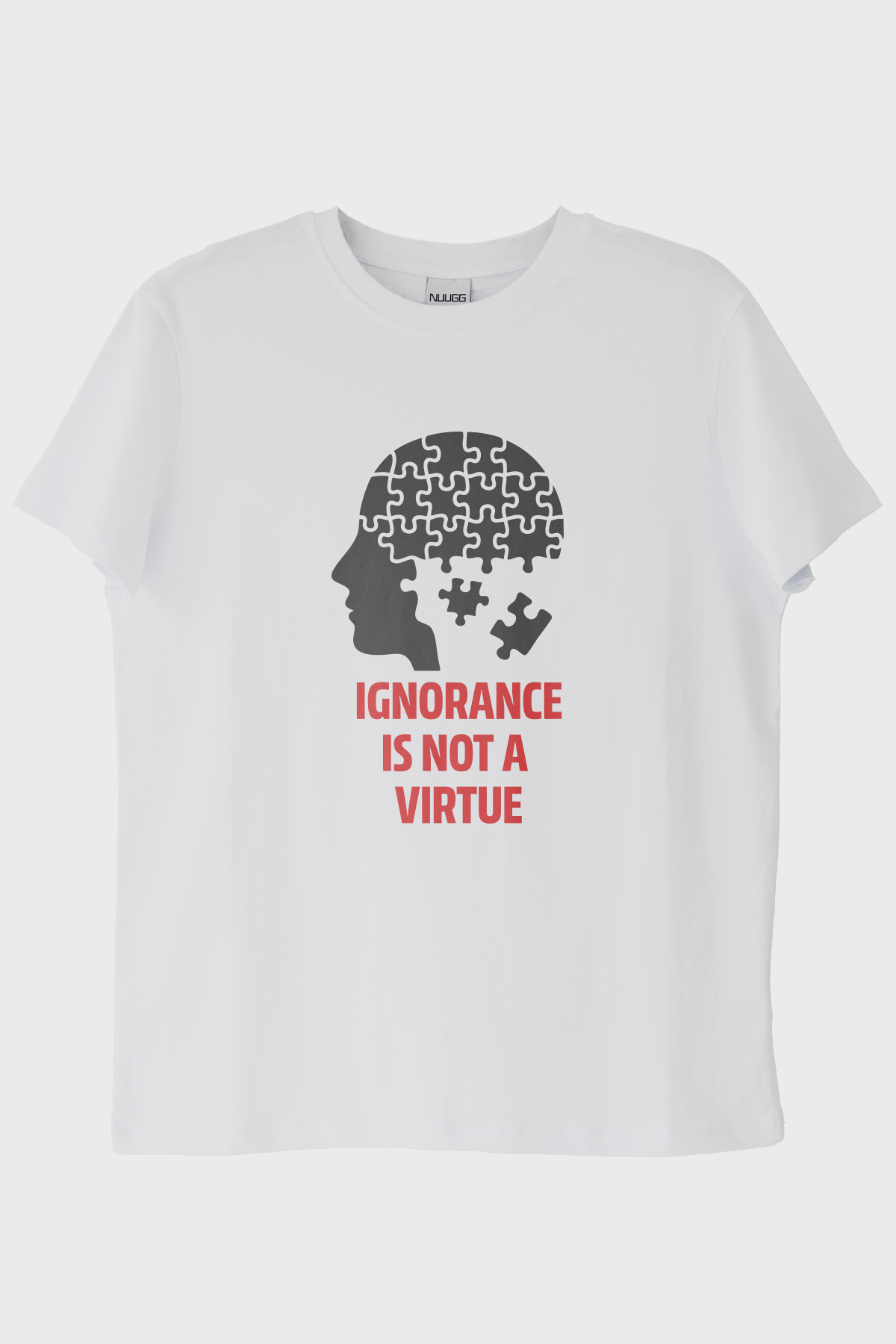 Ignorance Is Not A Virtue Baskılı Puzzle Beyaz Tişört