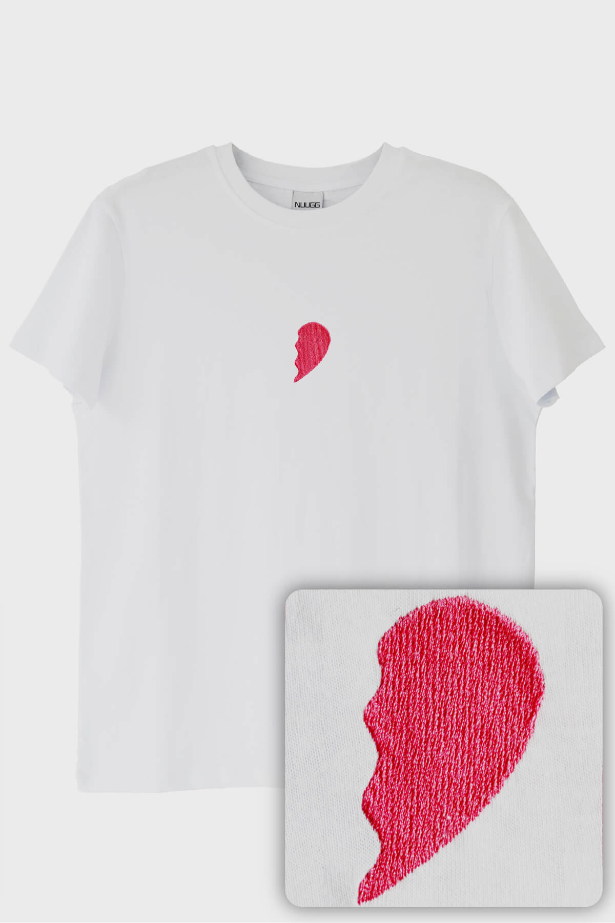 Pembe Yarım Kalp Desenli Tişört - Sevgililer Günü Hediyesi