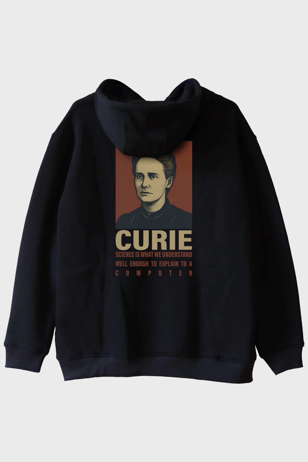 Curie Bilimsel Alıntı Siyah Hoodie