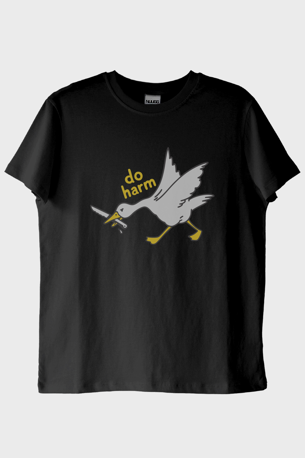 Do Harm Konseptli Kaz Baskılı Siyah Tişört
