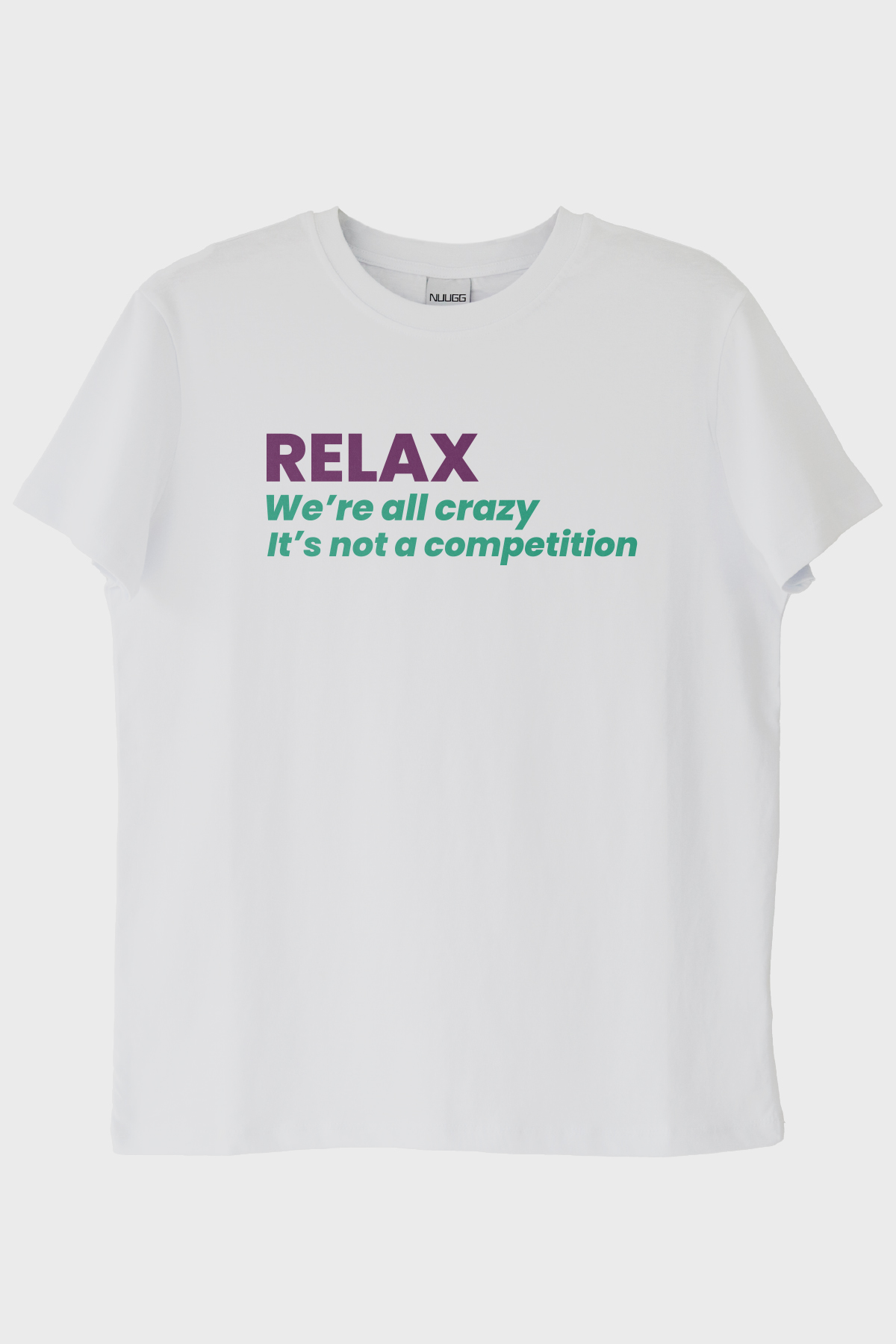 RELAX Mesajlı Minimal Baskılı Beyaz Tişört