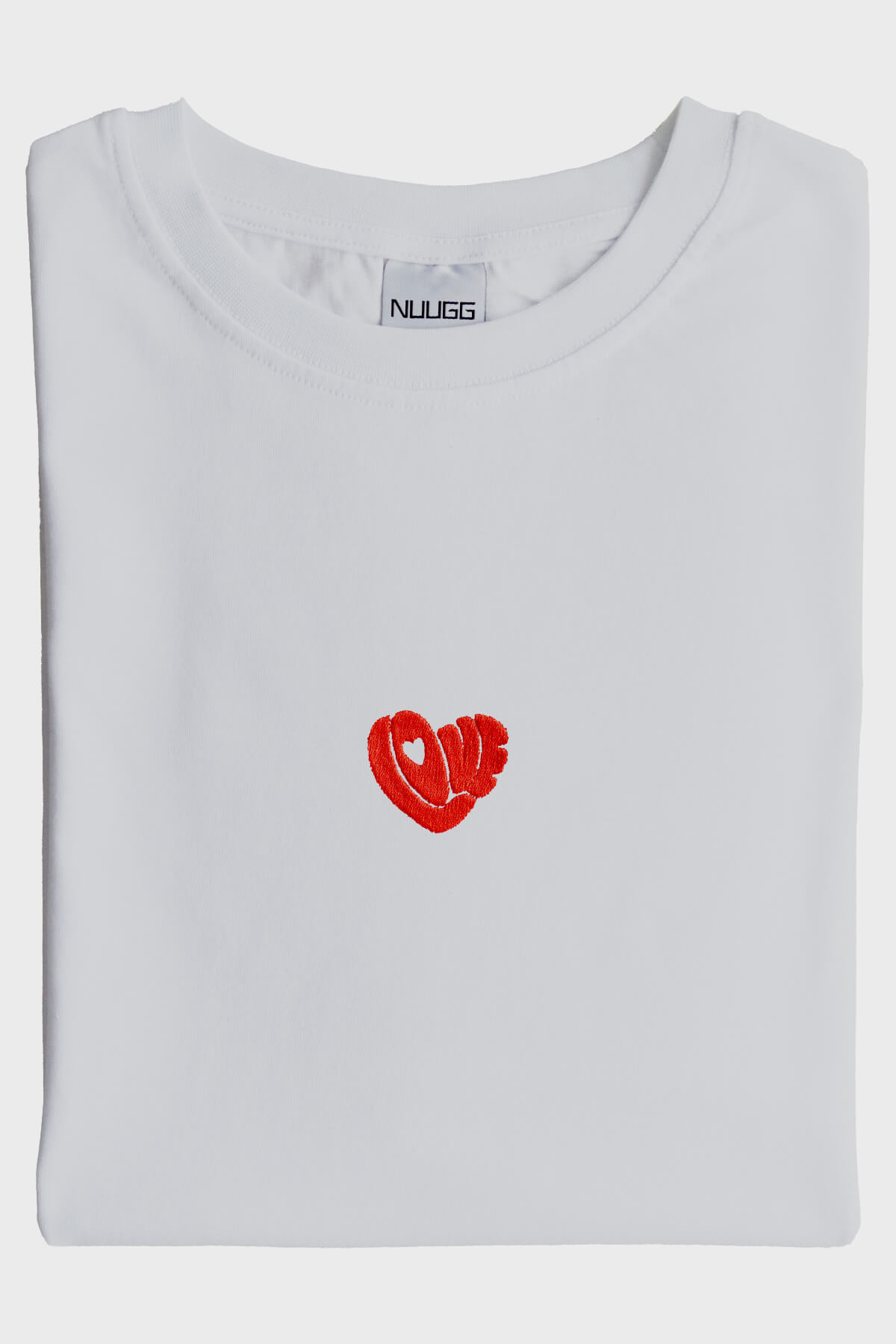 Love Kalbi Desenli Nakış Tişört - Sevgililer Günü Tasarımı