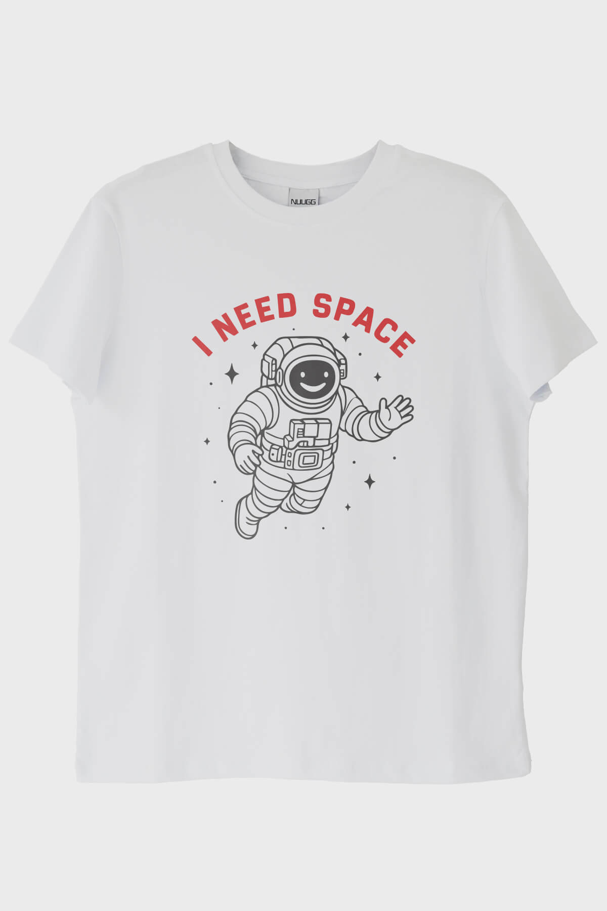 I NEED SPACE Astronot Tasarımlı Baskılı Beyaz Tişört