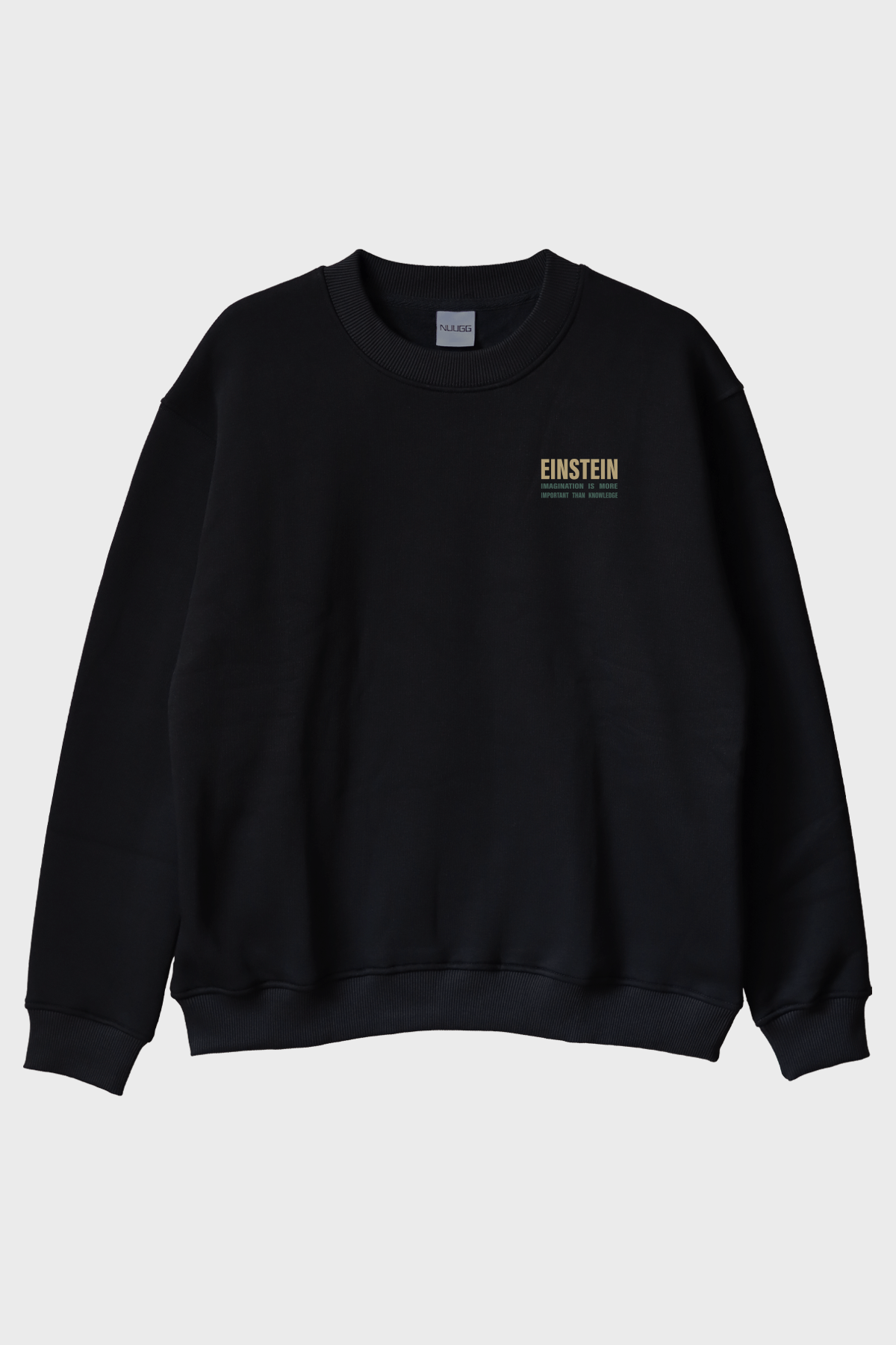 Einstein İmza Siyah Bisiklet Yaka Sweatshirt