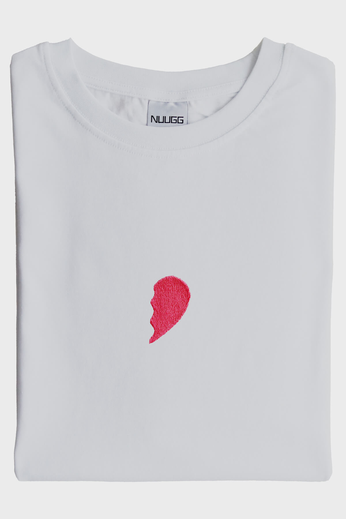 Pembe Yarım Kalp Desenli Tişört - Sevgililer Günü Hediyesi