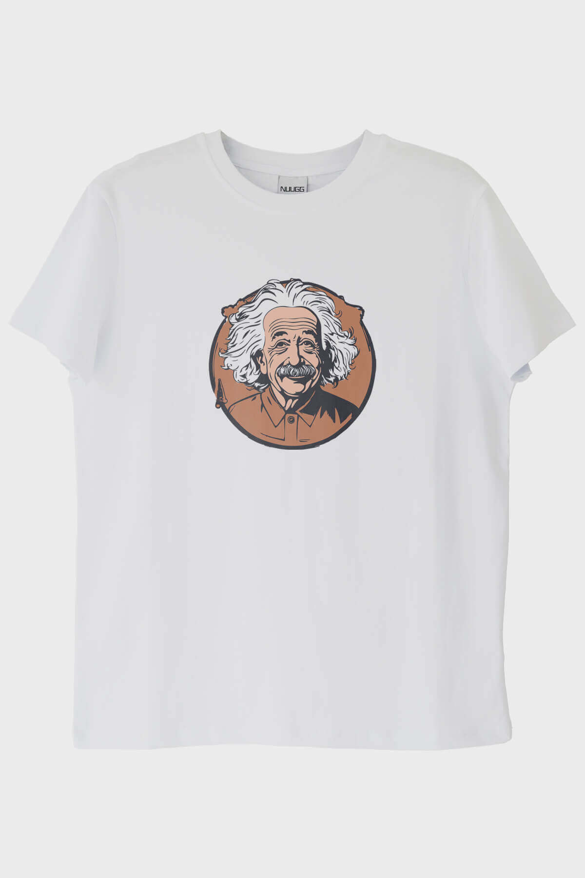 Albert Einstein Portre Baskılı Tasarım Beyaz Tişört