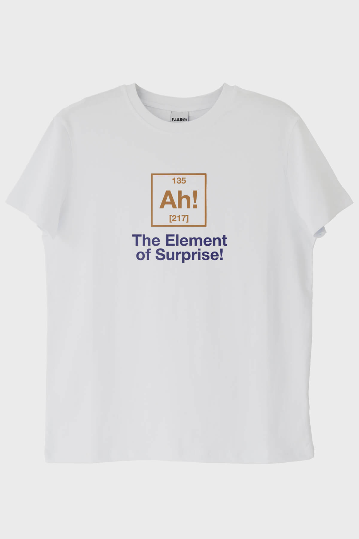 The Element of Surprise! Baskılı Mizahi Bilim Temalı Beyaz Tişört
